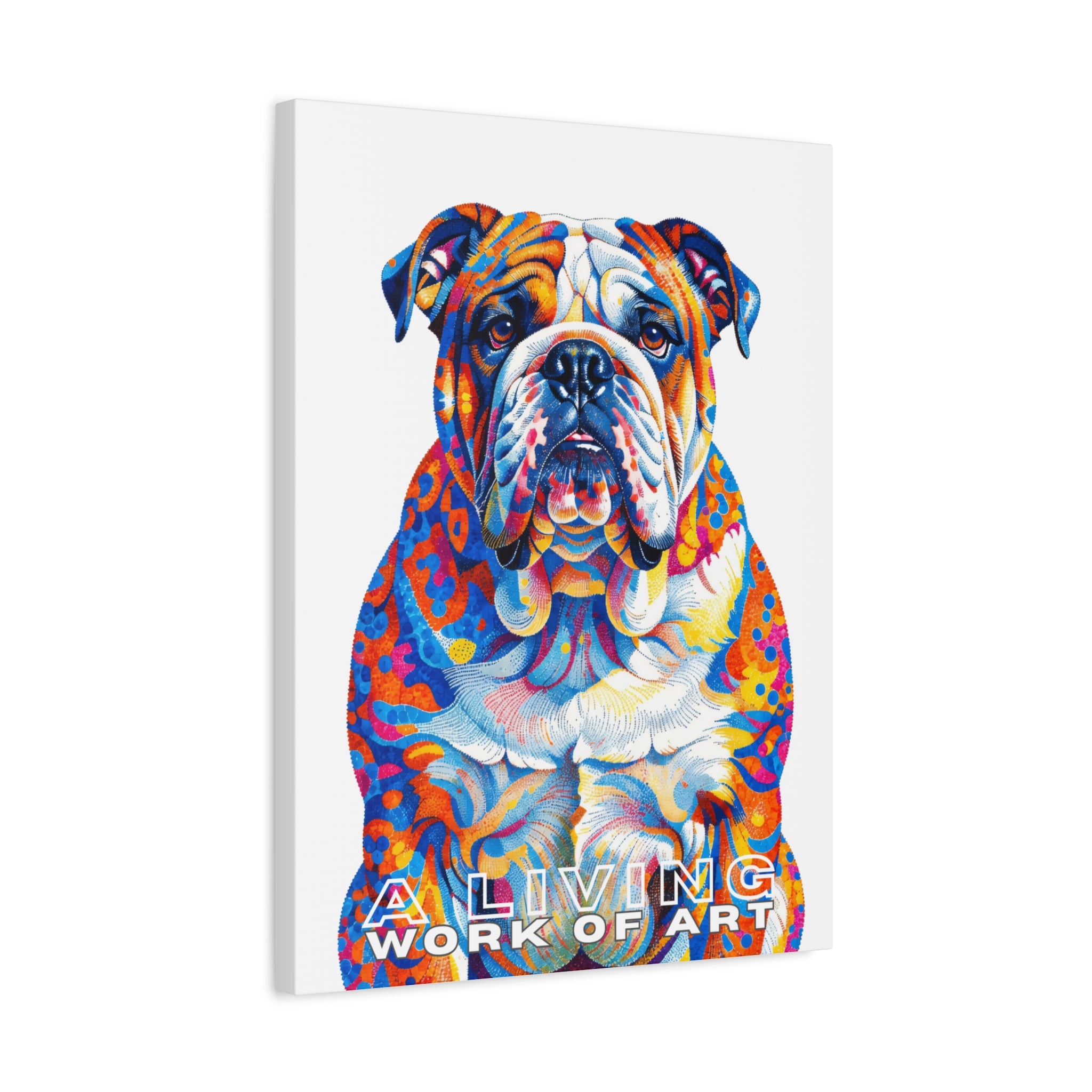 Bulldog Canvas Wall Art | Living Work of Art Collection | Pointillism Style Print