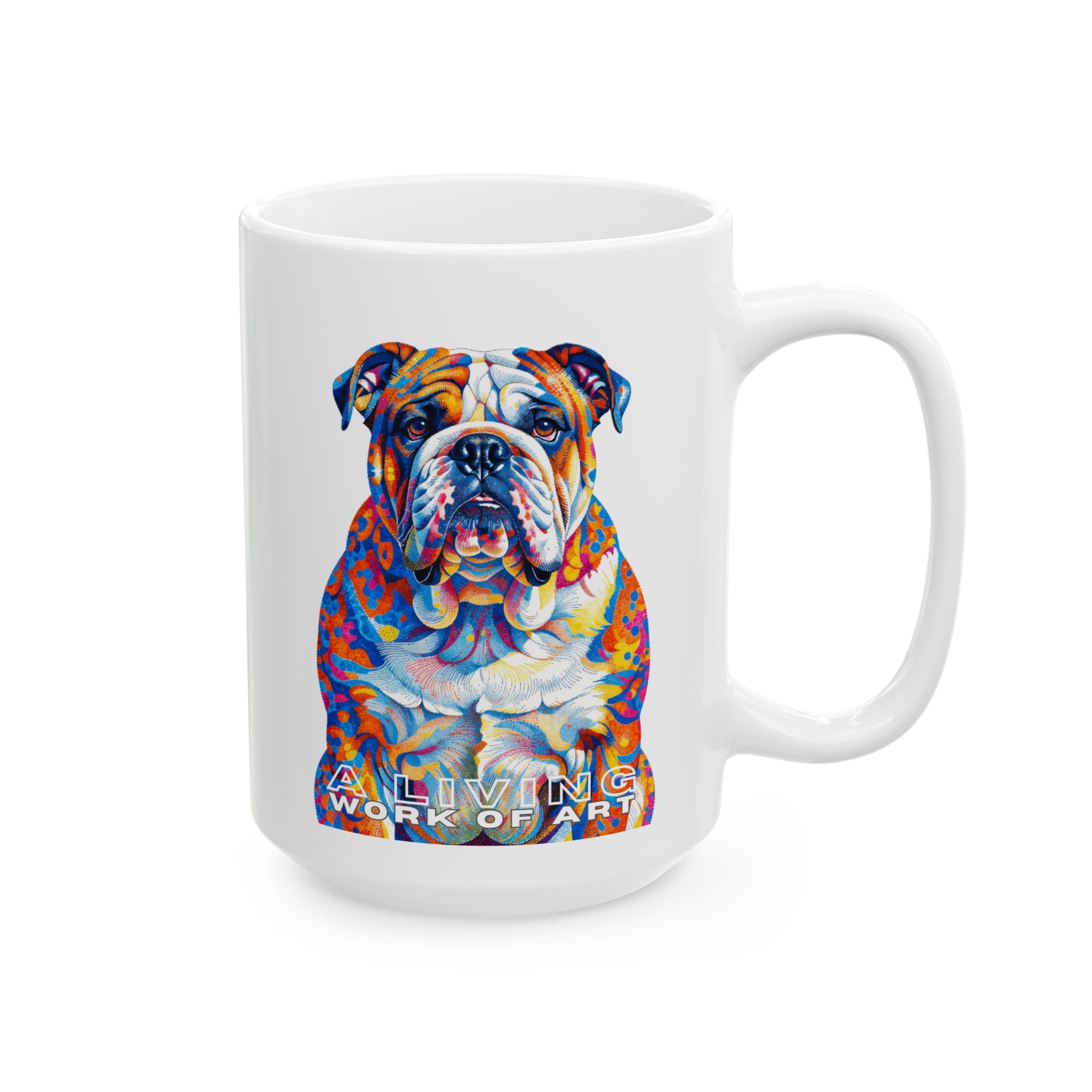 Bulldog Coffee Mug | Living Work of Art Collection | Pointillism Style