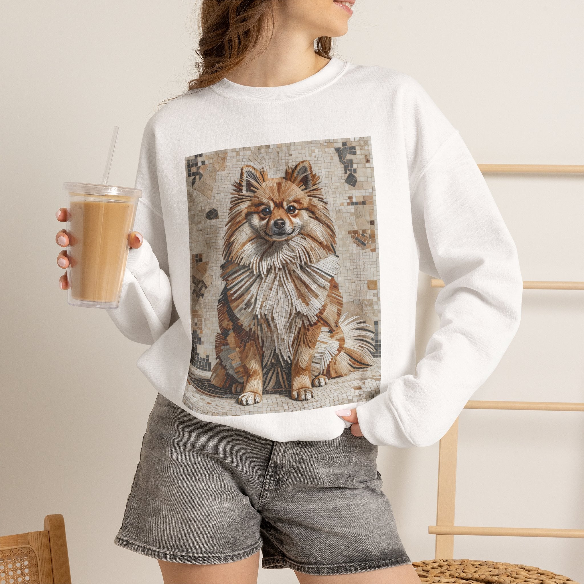 Pomeranian Sweatshirt | Living Work of Art Collection | Mosaic Style