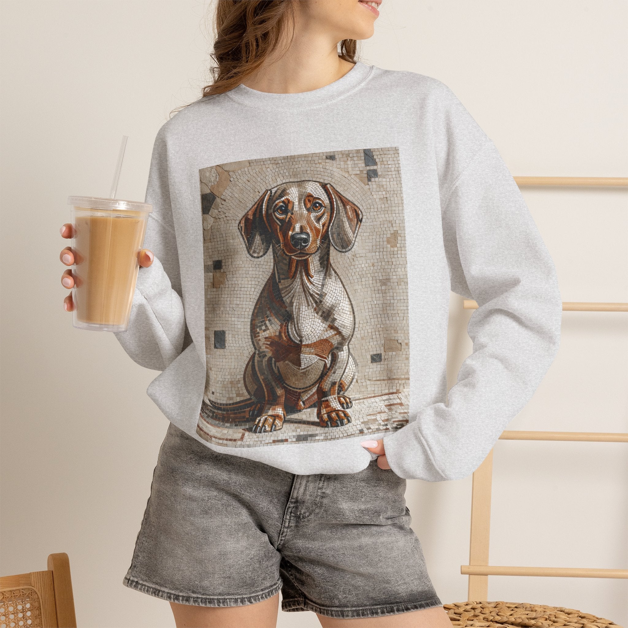 Dachshund Sweatshirt | Living Work of Art Collection | Mosaic Style