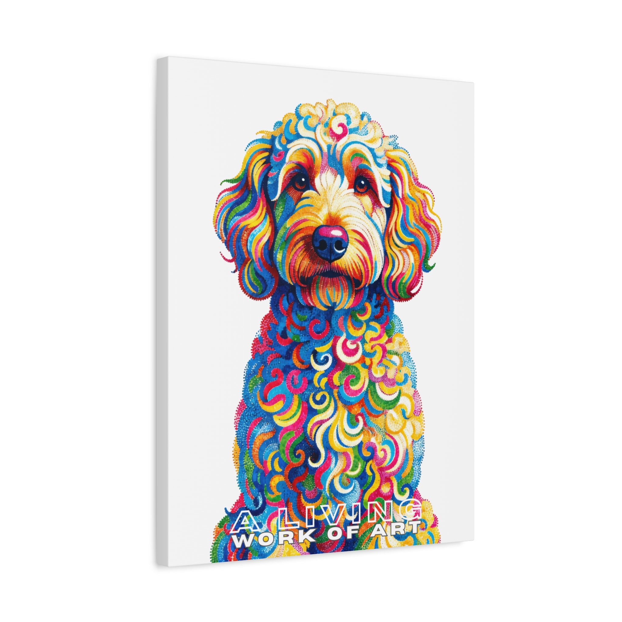 Goldendoodle Canvas Wall Art | Living Work of Art Collection | Pointillism Style Print