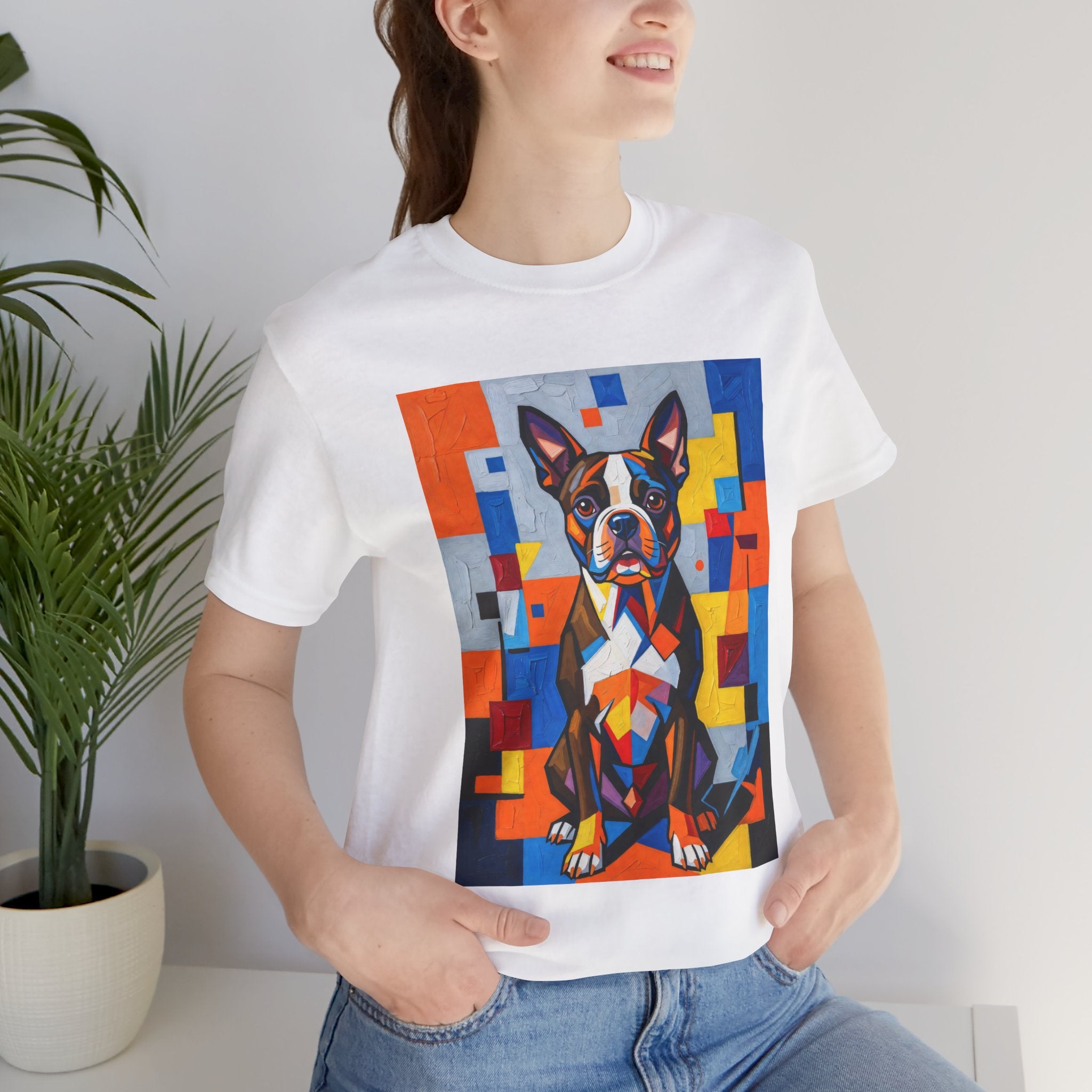 Boston Terrier T Shirt | Living Work of Art Collection | Cubist Style