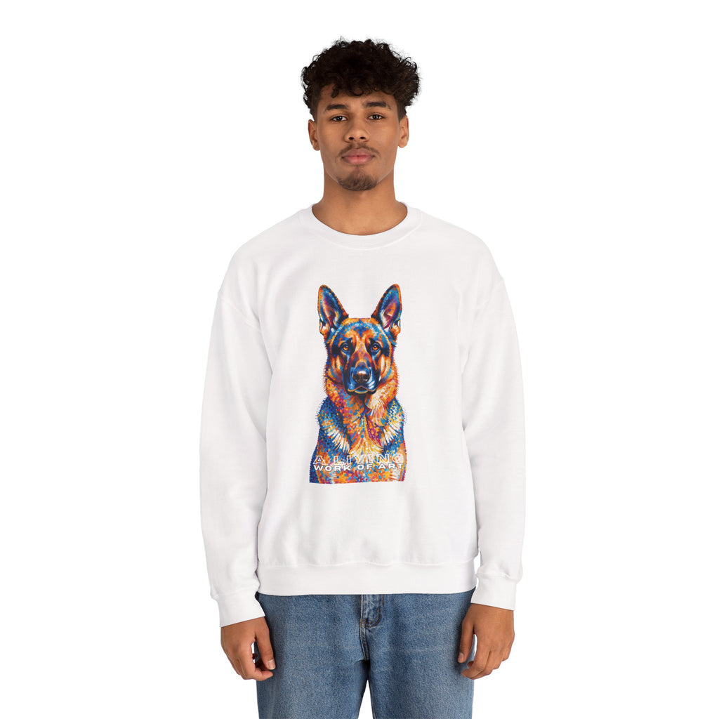 German Shepherd Sweatshirt | Living Work of Art Collection | Pointillism Style