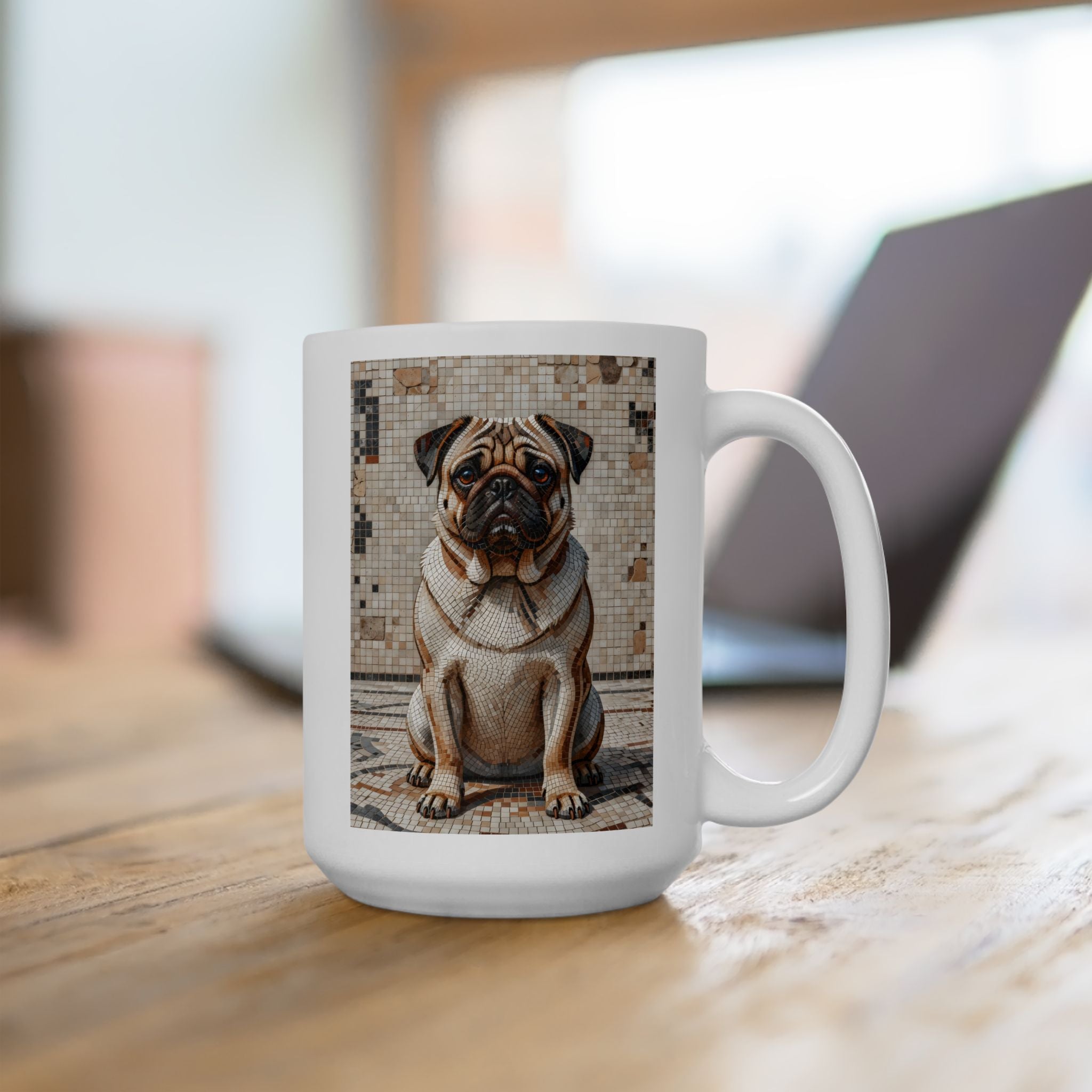 Pug Coffee Mug | Living Work of Art Collection | Mosaic Style