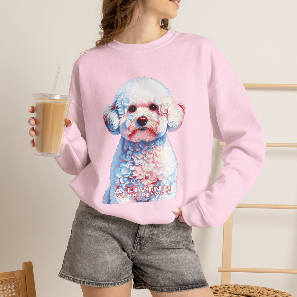 Bichon Frise Sweatshirt | Living Work of Art Collection | Pointillism Style
