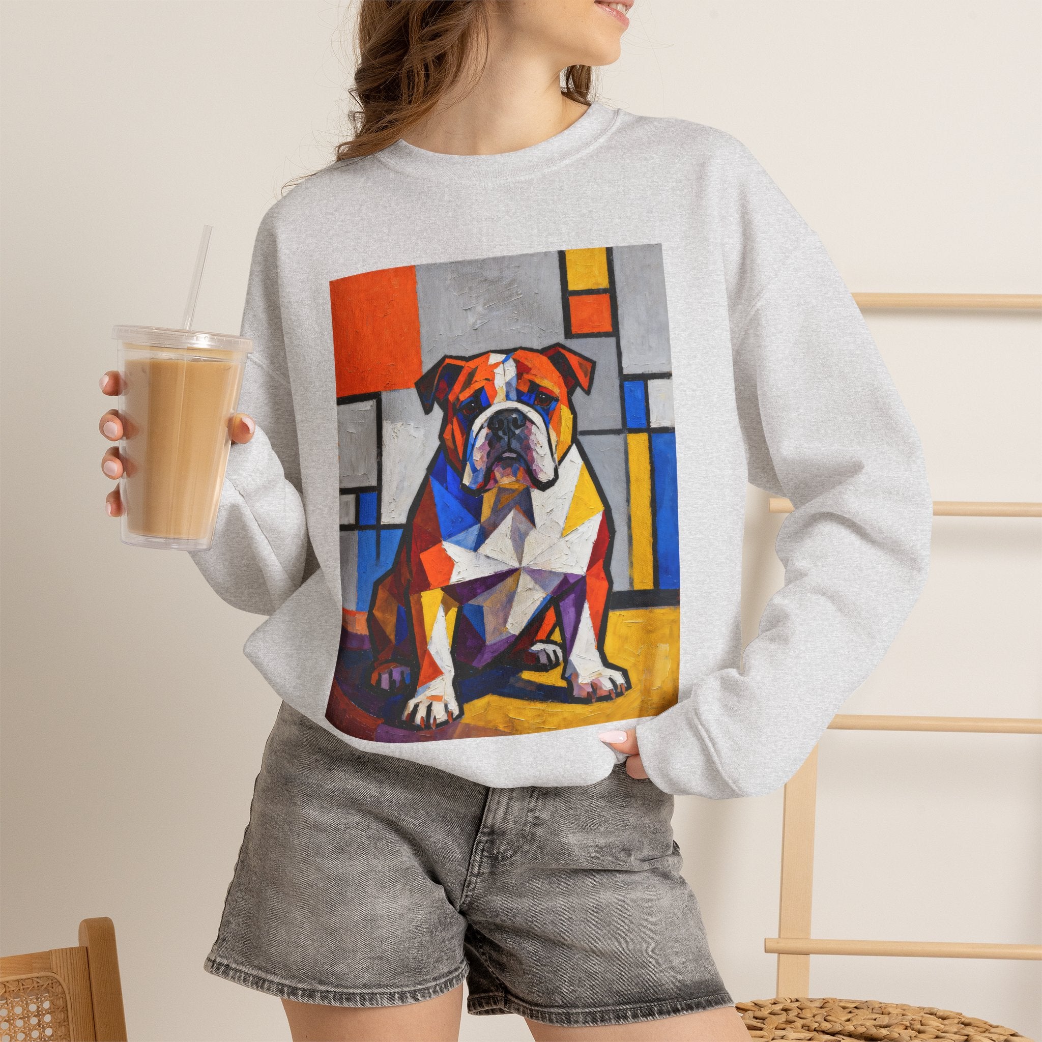 Bulldog Sweatshirt | Living Work of Art Collection | Cubist Style