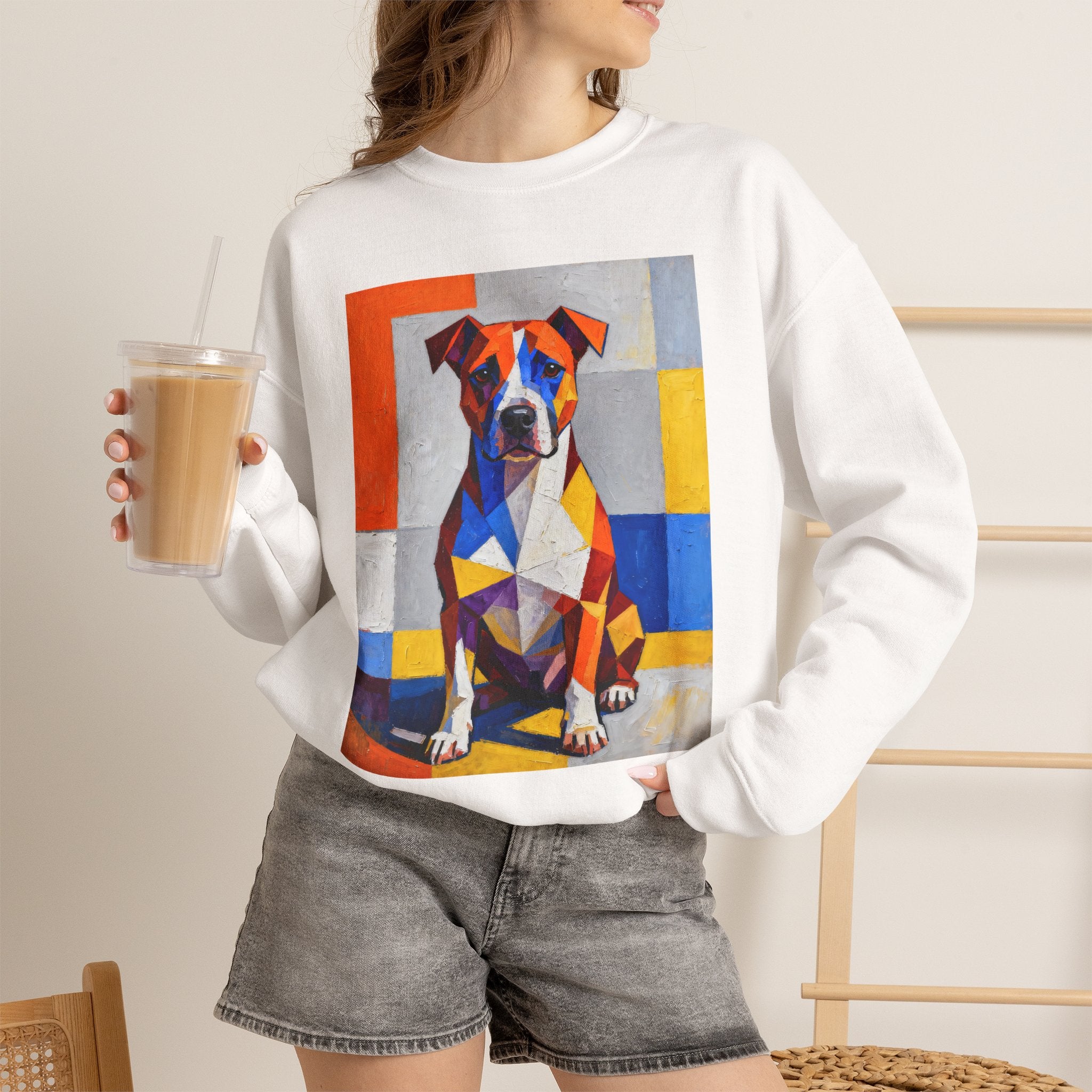 Staffordshire Bull Terrier Sweatshirt | Living Work of Art Collection | Cubist Style