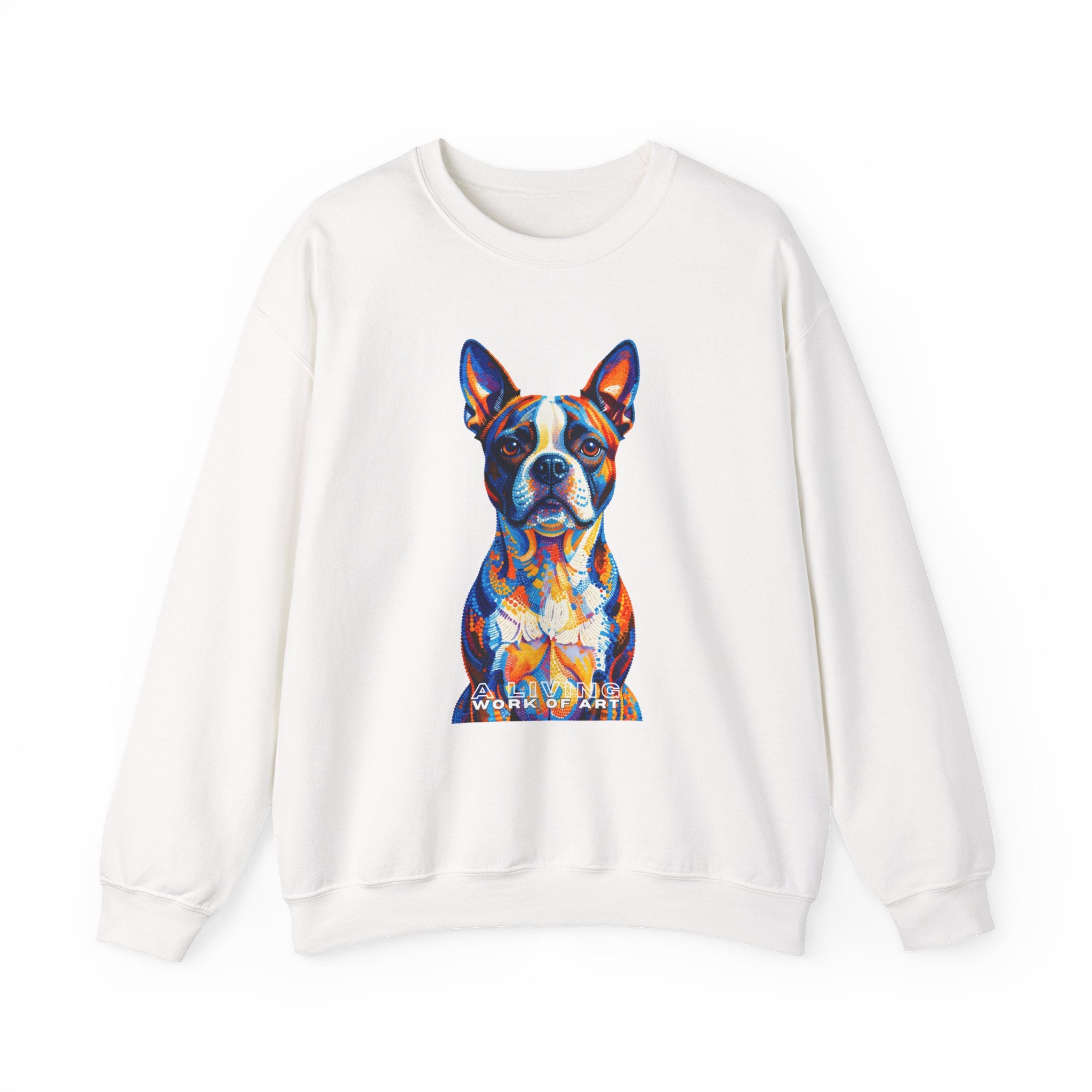 Boston Terrier Sweatshirt | Living Work of Art Collection | Pointillism Style