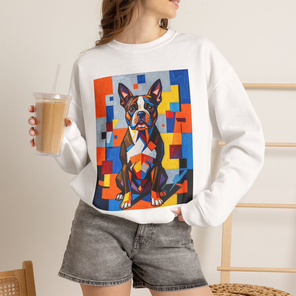 Boston Terrier Sweatshirt | Living Work of Art Collection | Cubist Style