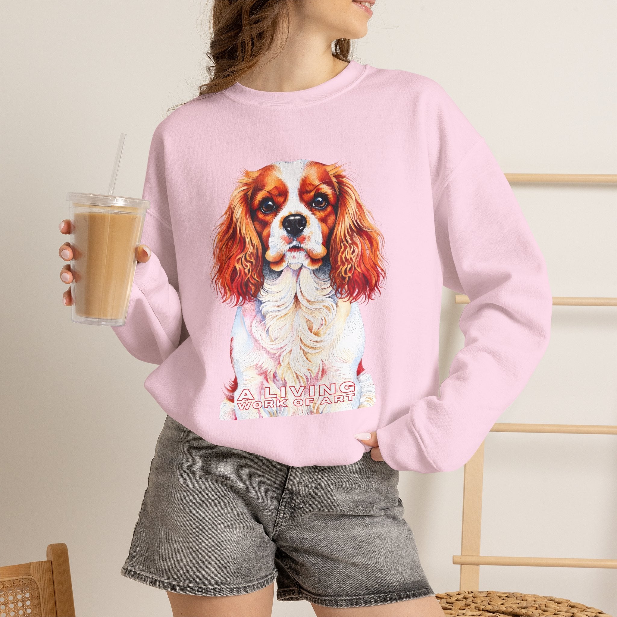 Cavalier King Charles Spaniel Sweatshirt | Living Work of Art Collection | Pointillism Style