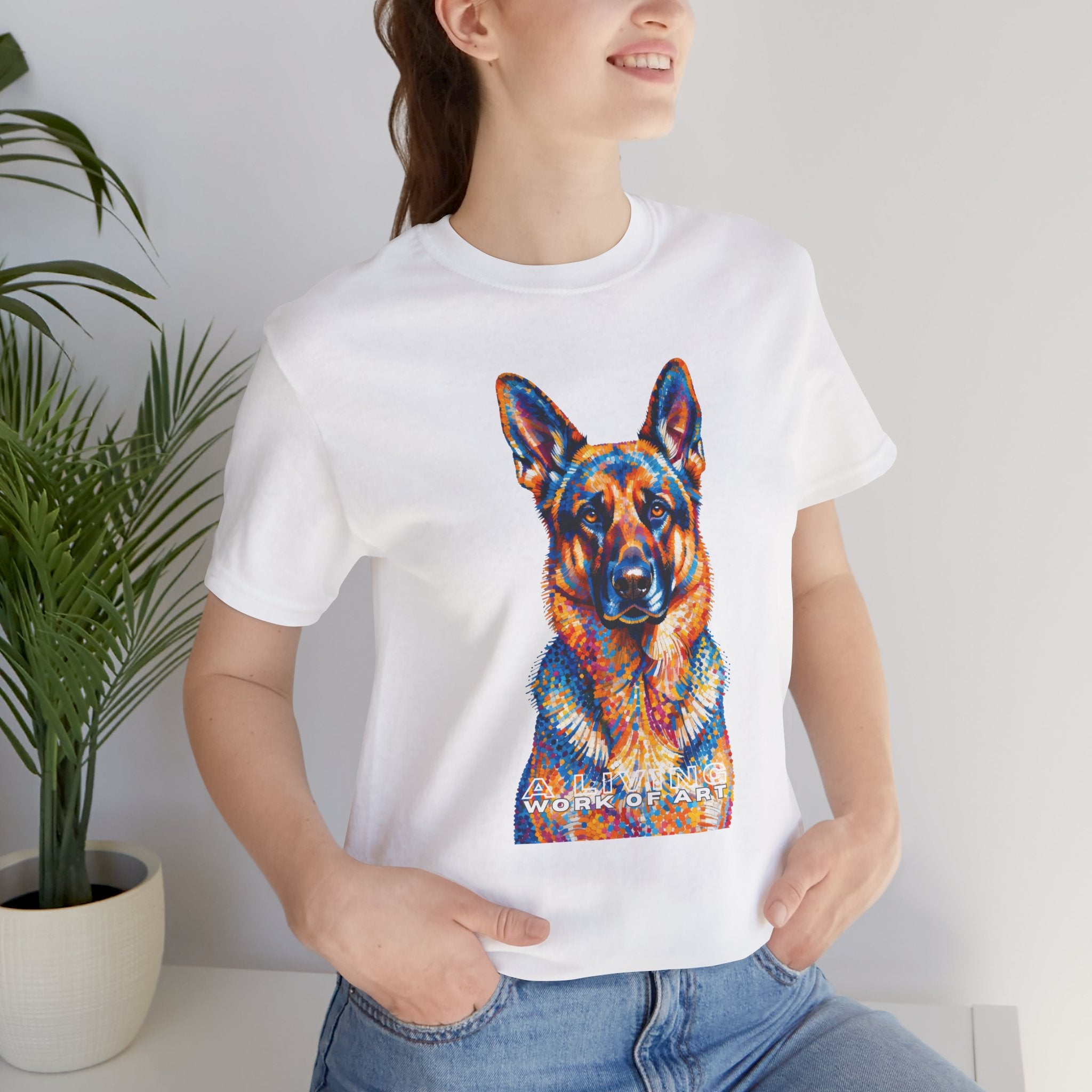 German Shepherd T Shirt | Living Work of Art Collection | Pointillism Style