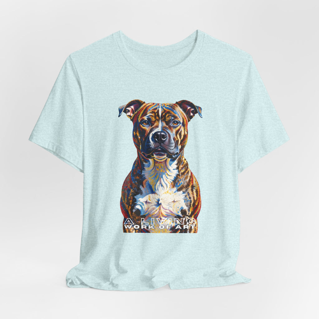 Staffordshire Bull Terrier T Shirt | Living Work of Art Collection | Pointillism Style