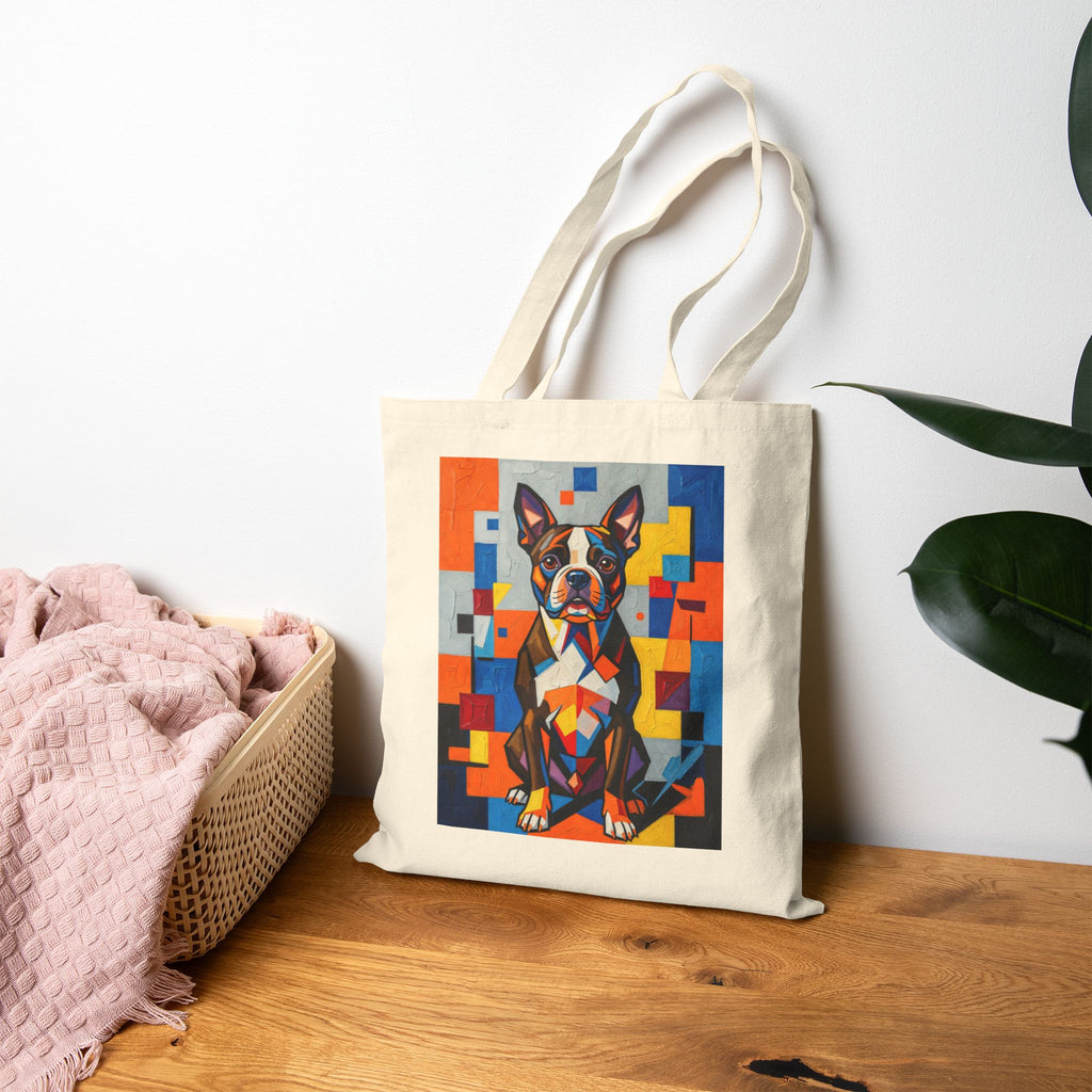 Boston Terrier Tote Bag | Living Work of Art Collection | Cubist Style