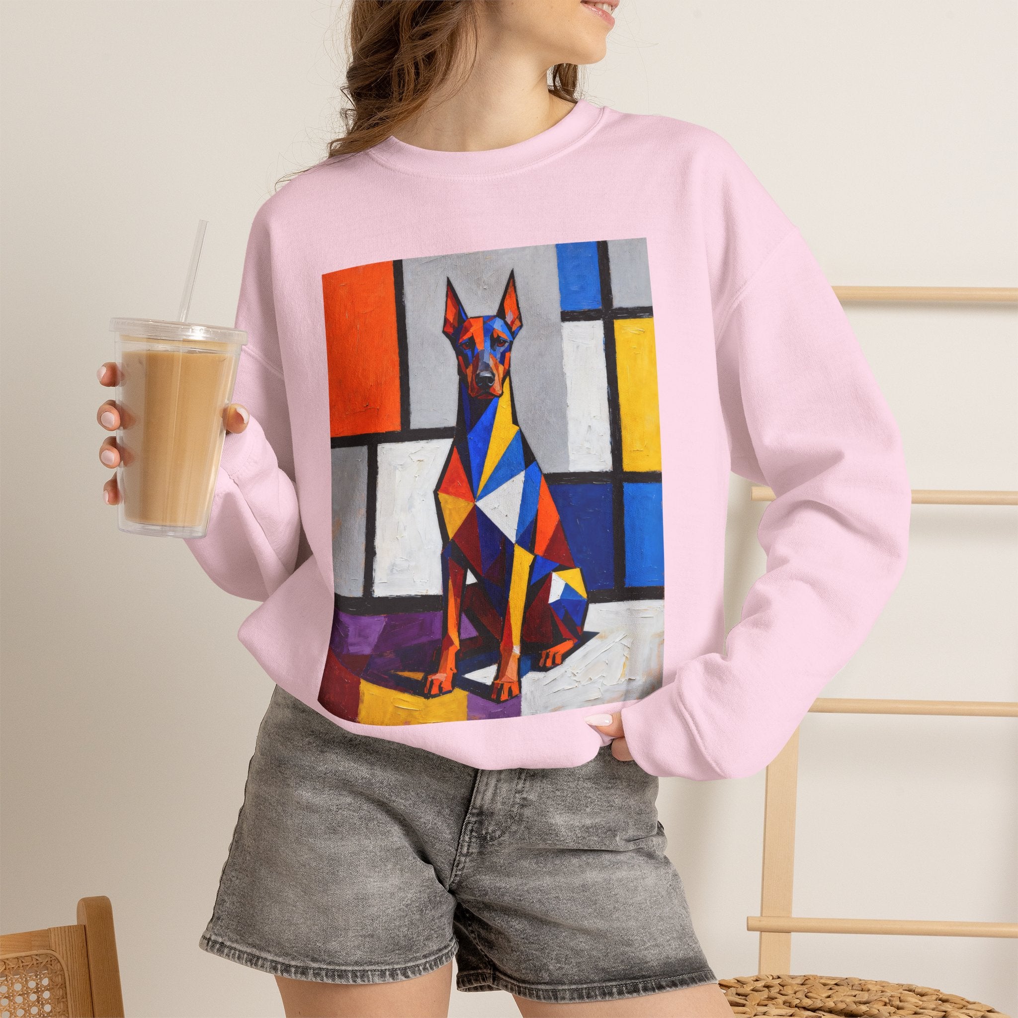 Doberman Pinscher Sweatshirt | Living Work of Art Collection | Cubist Style