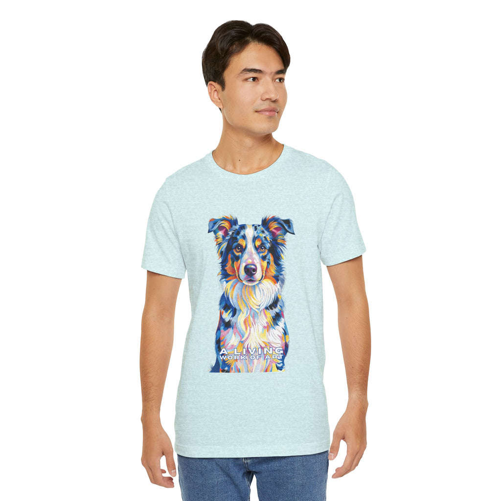 Australian Shepherd T Shirt | Living Work of Art Collection | Pointillism Style