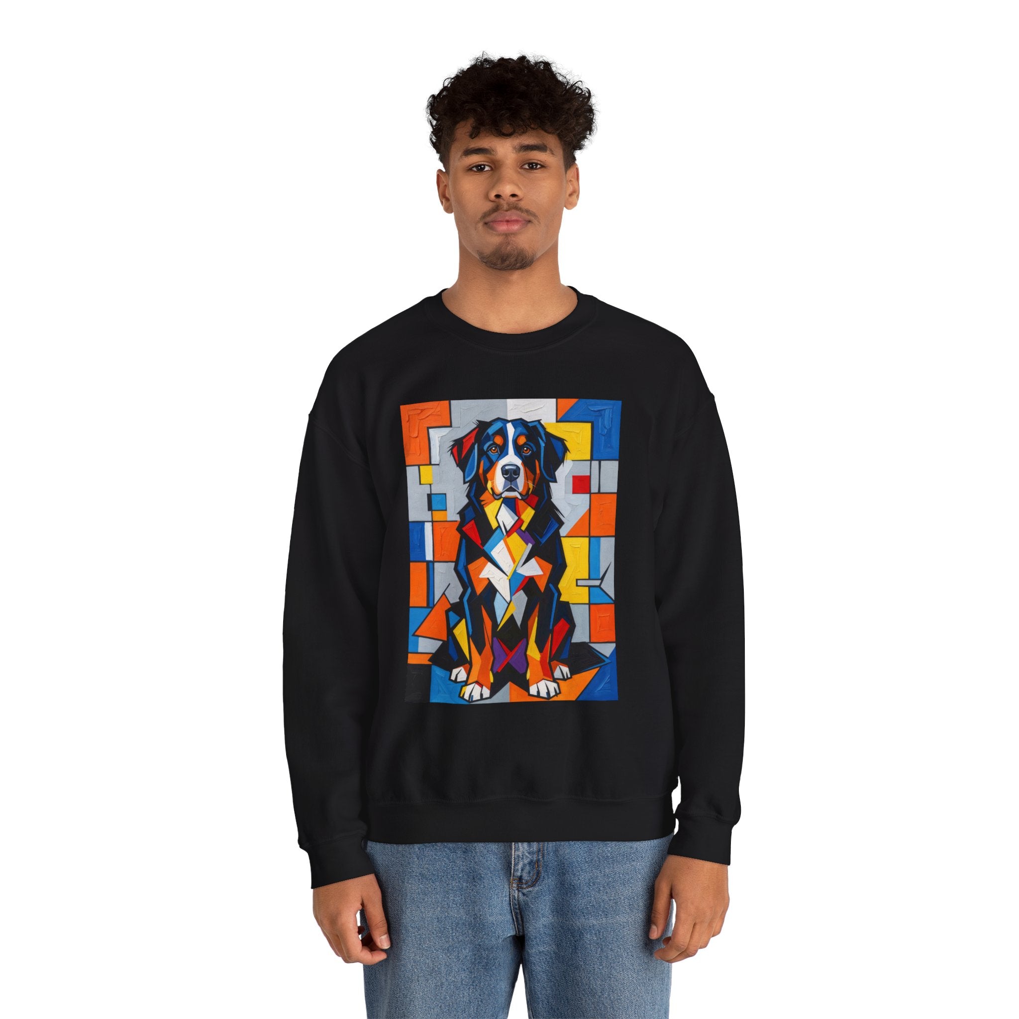 Bernese Mountain Dog Sweatshirt | Living Work of Art Collection | Cubist Style