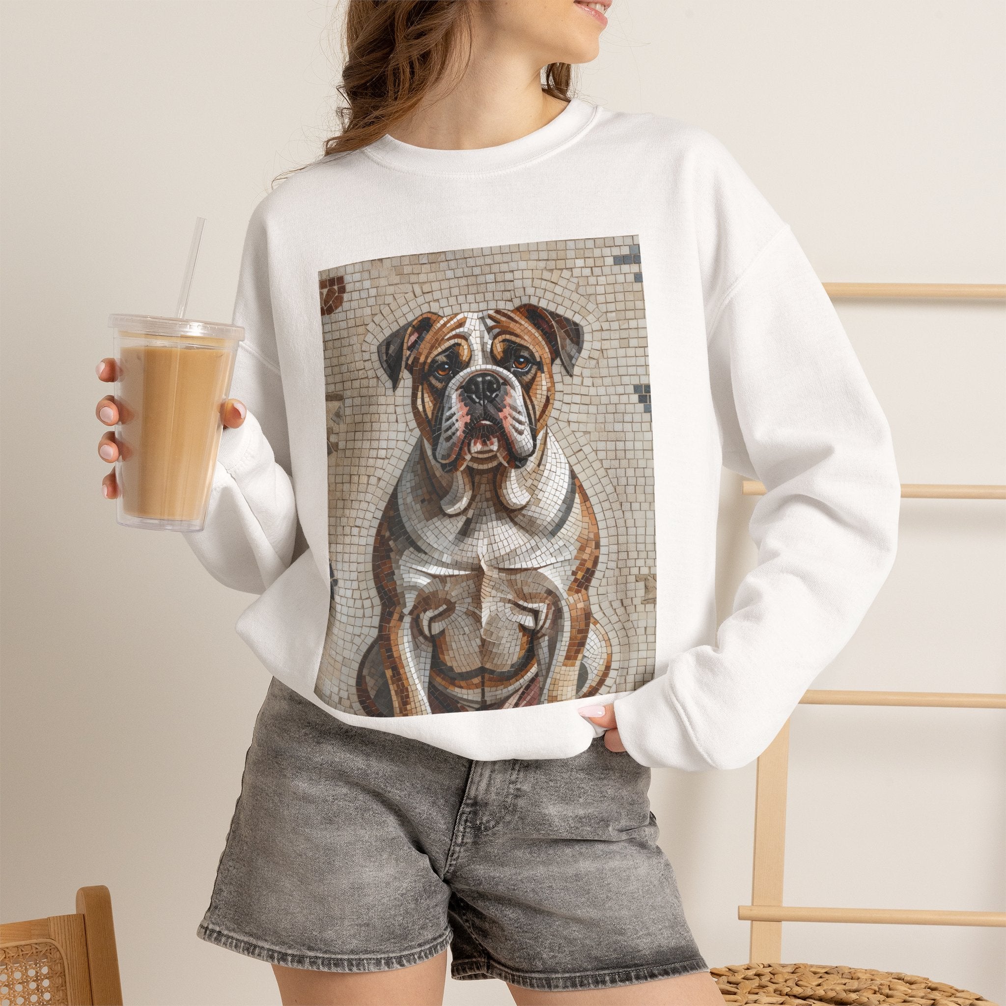 Bulldog Sweatshirt | Living Work of Art Collection | Mosaic Style