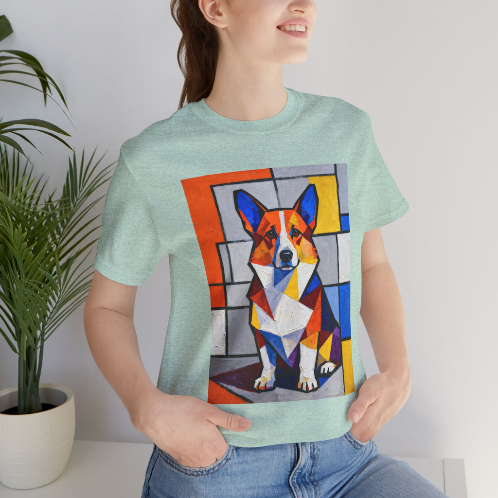 Corgi T Shirt | Living Work of Art Collection | Cubist Style