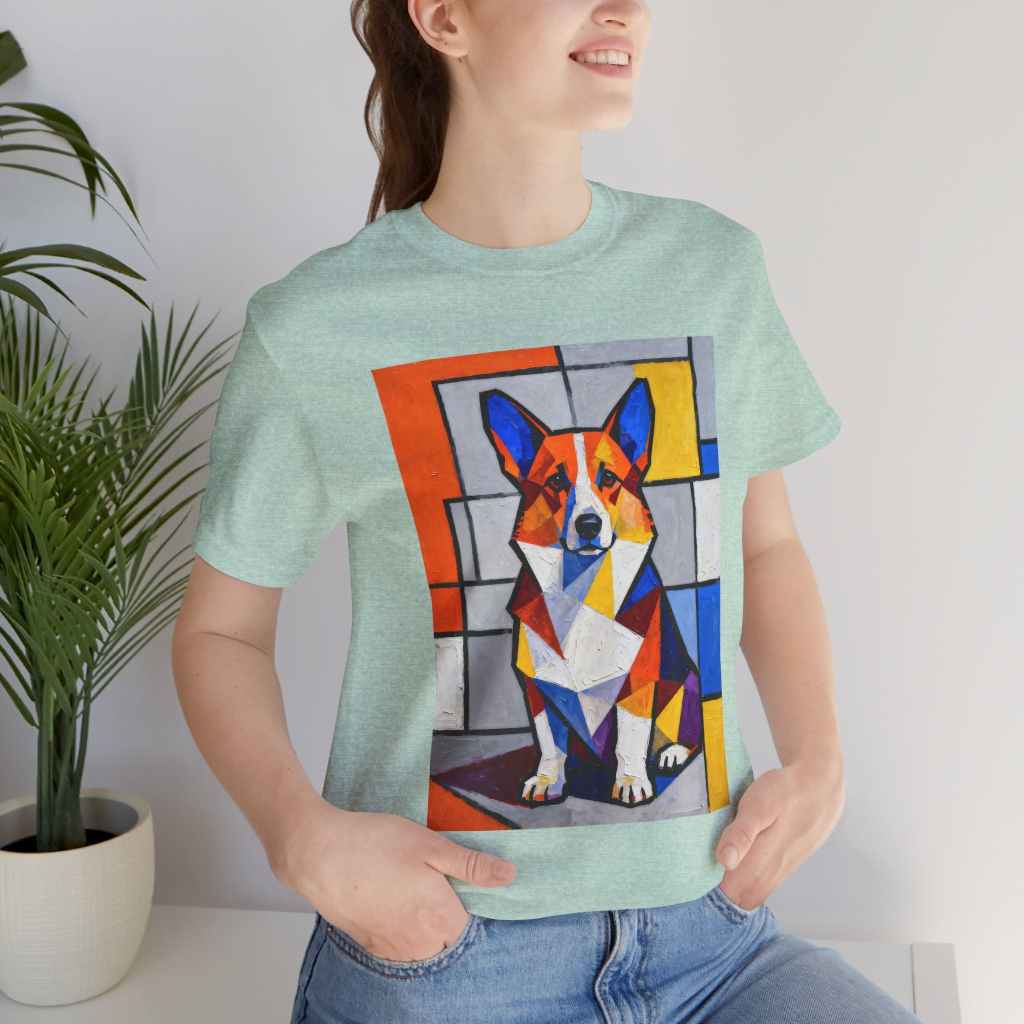 Corgi T Shirt | Living Work of Art Collection | Cubist Style