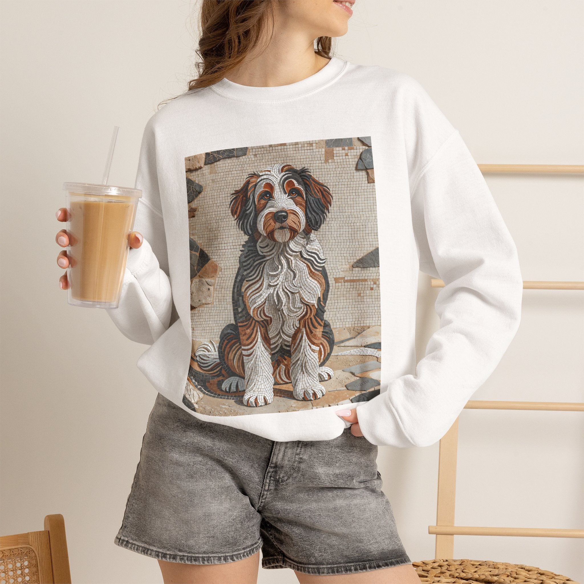 Bernedoodle Sweatshirt | Living Work of Art Collection | Mosaic Style