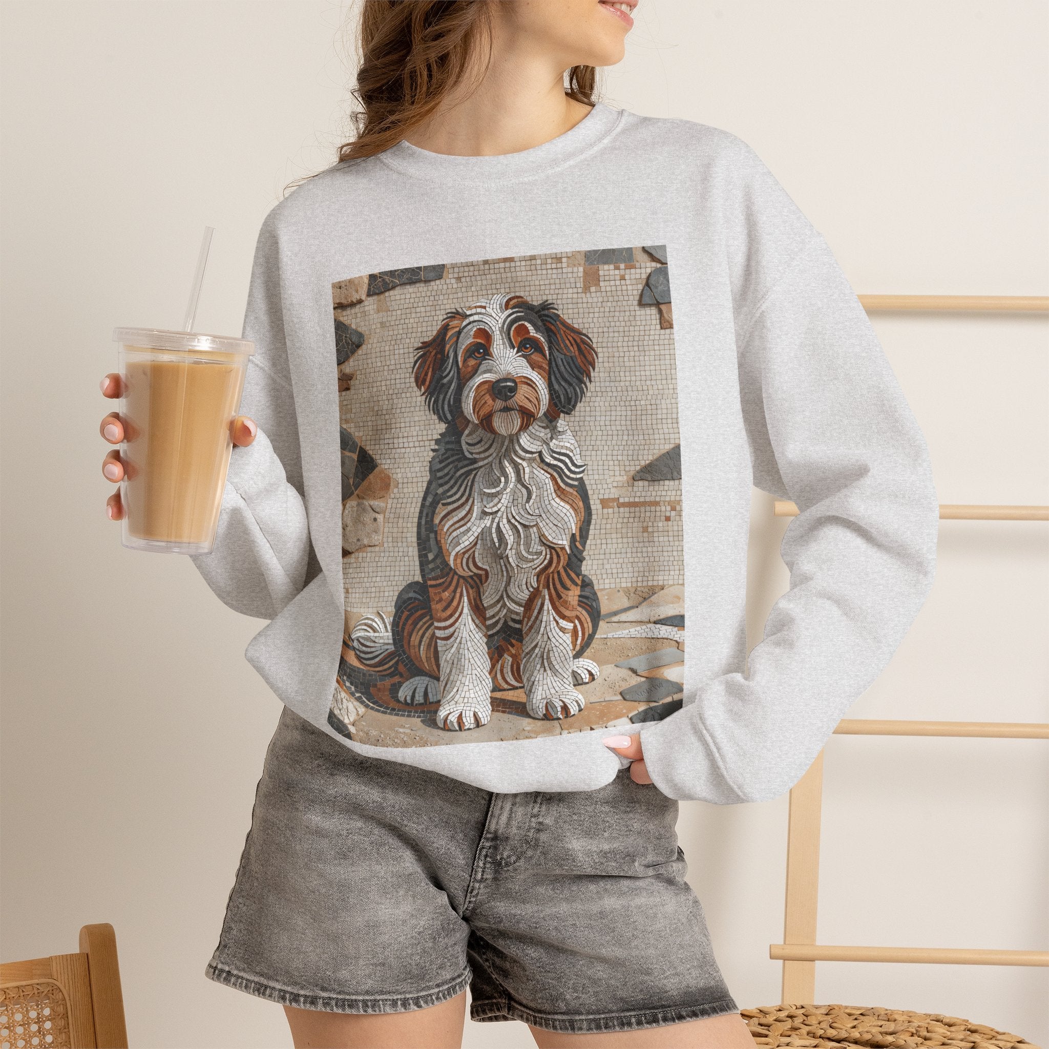 Bernedoodle Sweatshirt | Living Work of Art Collection | Mosaic Style