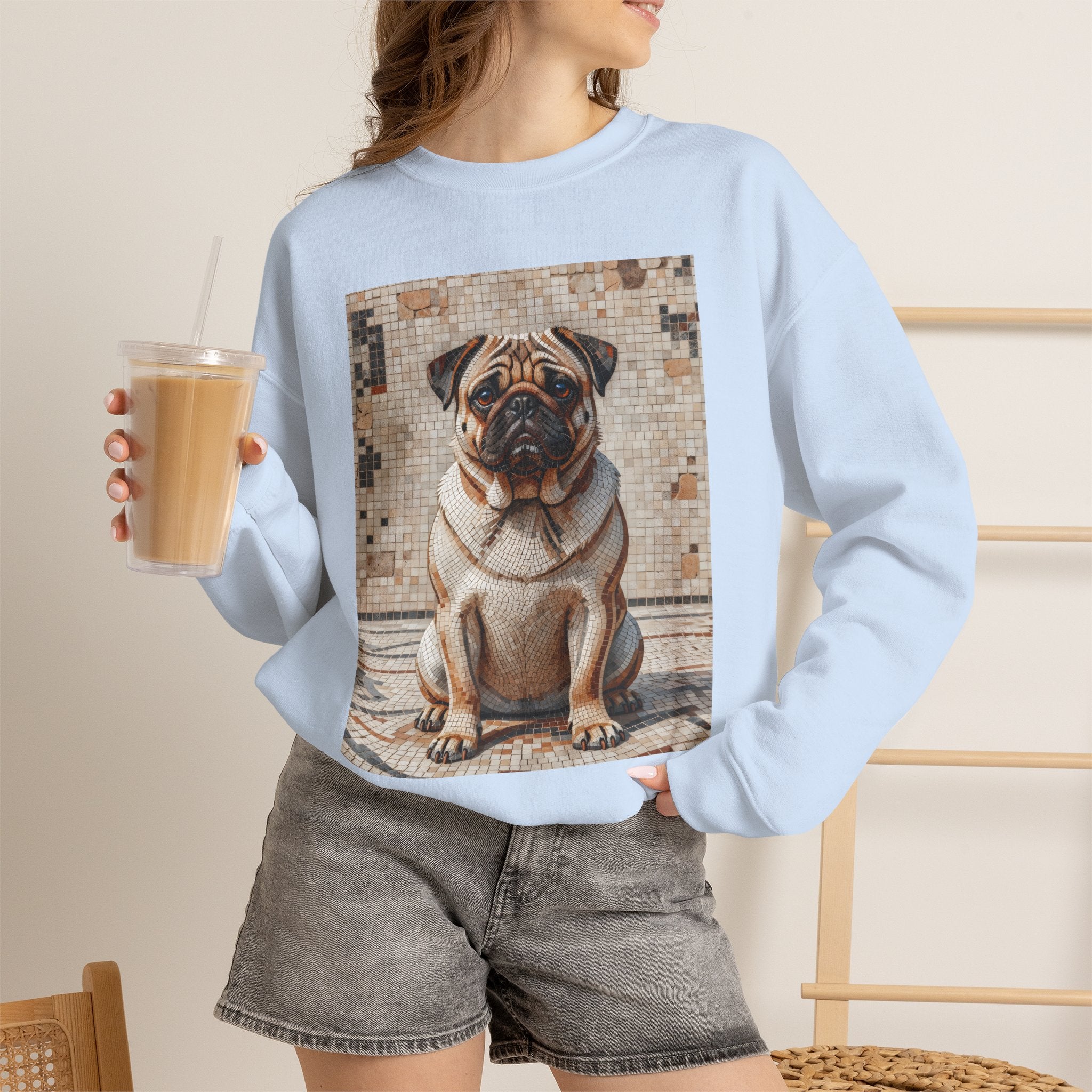 Pug Sweatshirt | Living Work of Art Collection | Mosaic Style