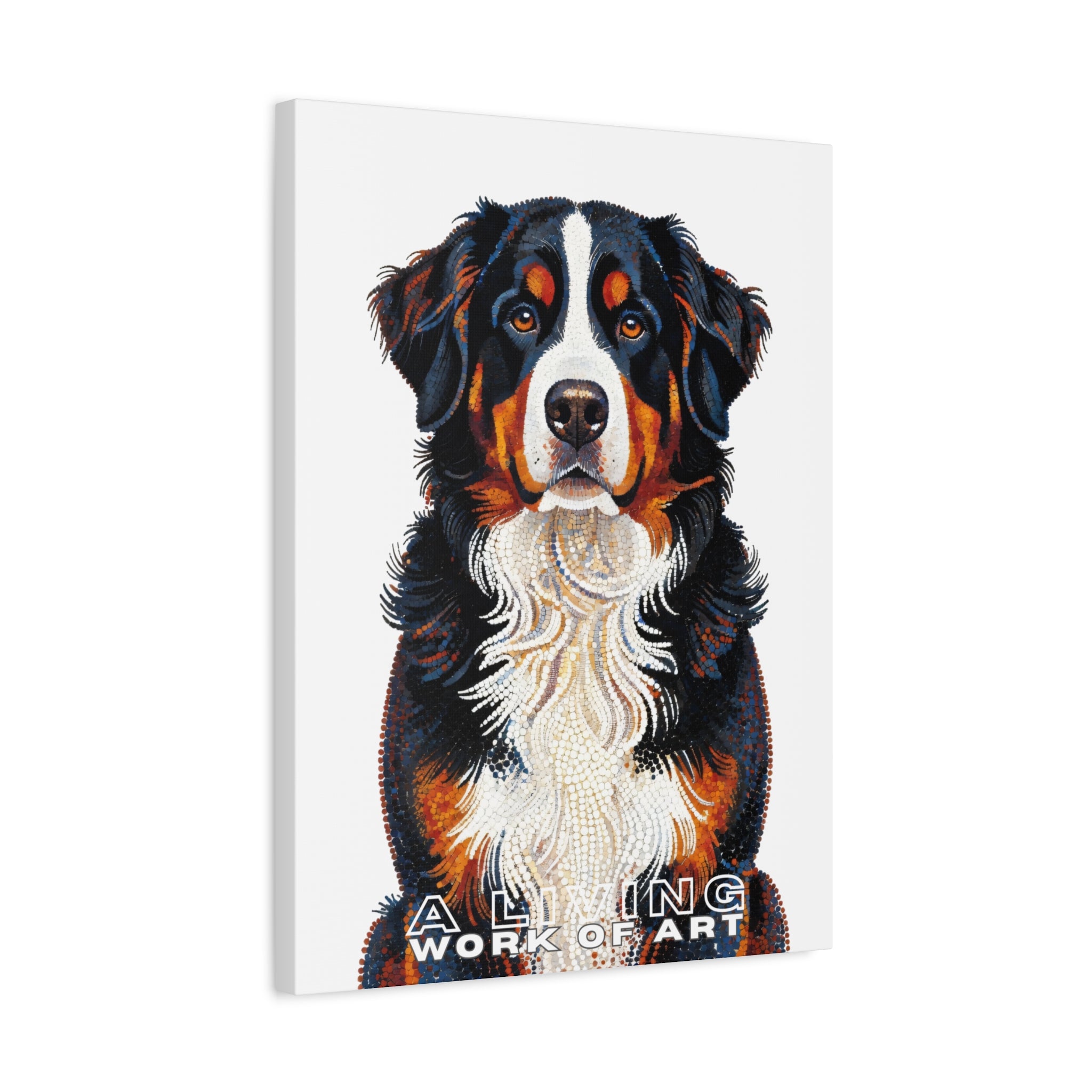 Bernese Mountain Dog Canvas Wall Art | Living Work of Art Collection | Pointillism Style Print