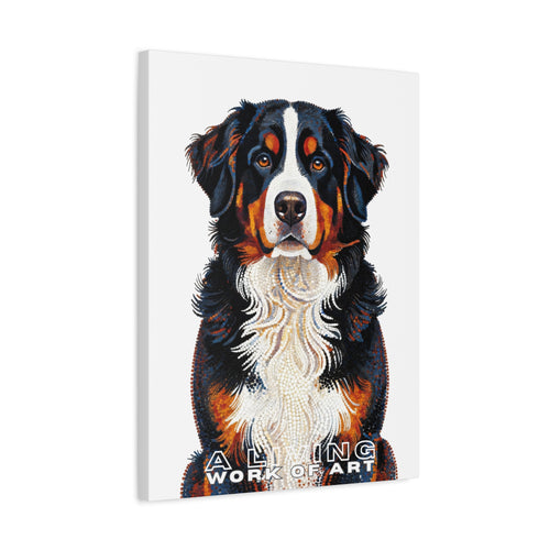Bernese Mountain Dog Canvas Wall Art | Living Work of Art Collection | Pointillism Style Print