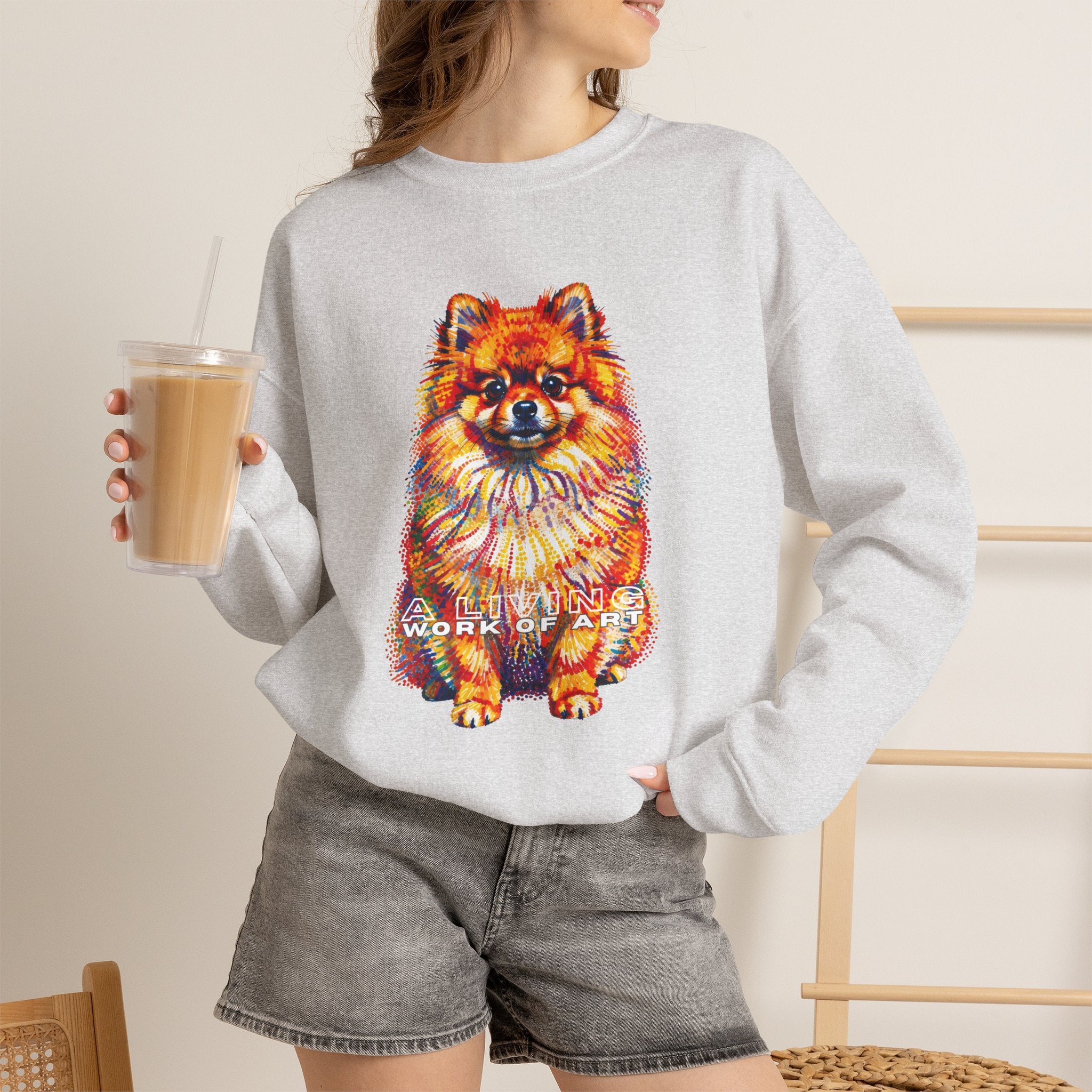 Pomeranian Sweatshirt | Living Work of Art Collection | Pointillism Style