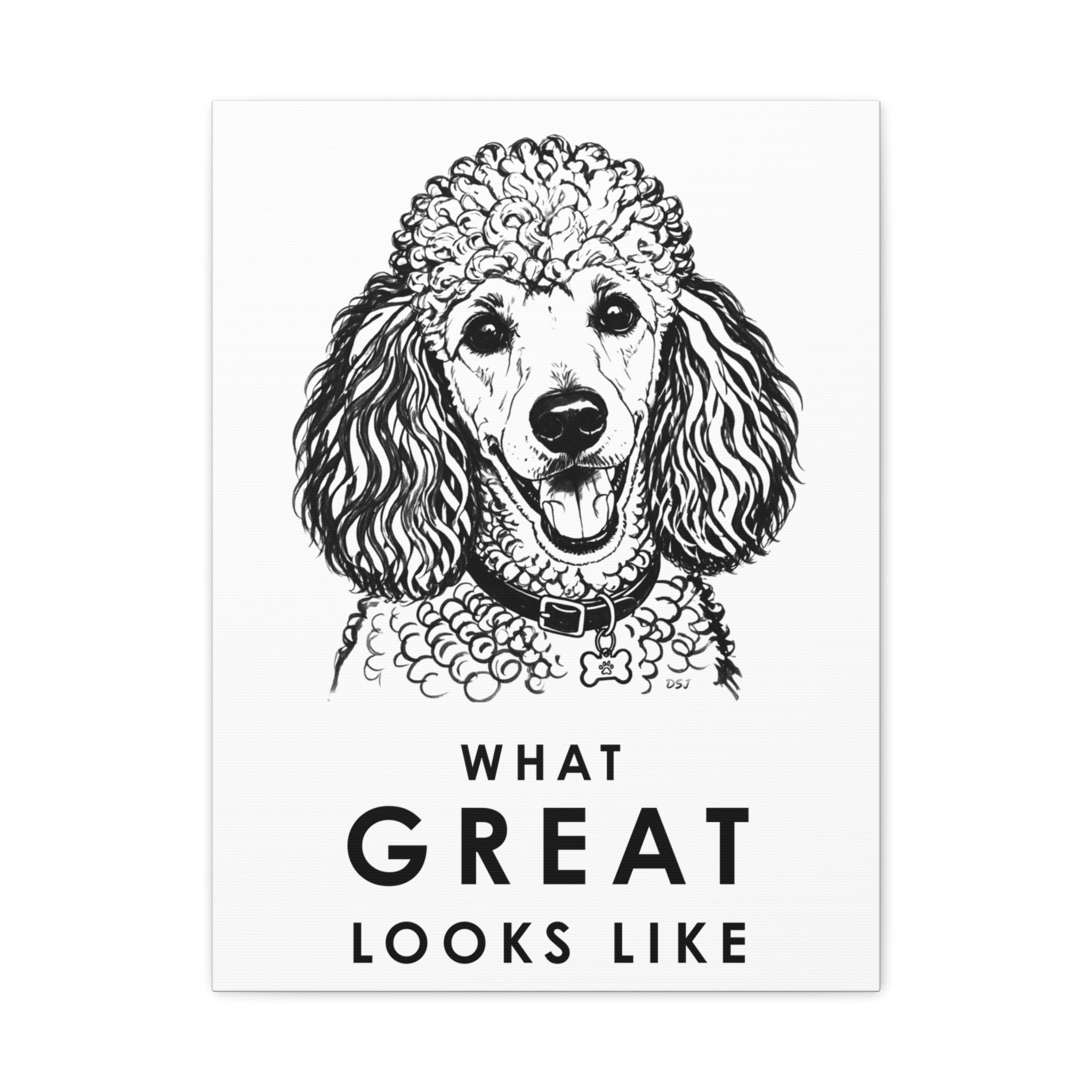 Poodle Canvas Wall Art | What Great Looks Like | Minimalist Line Art Print