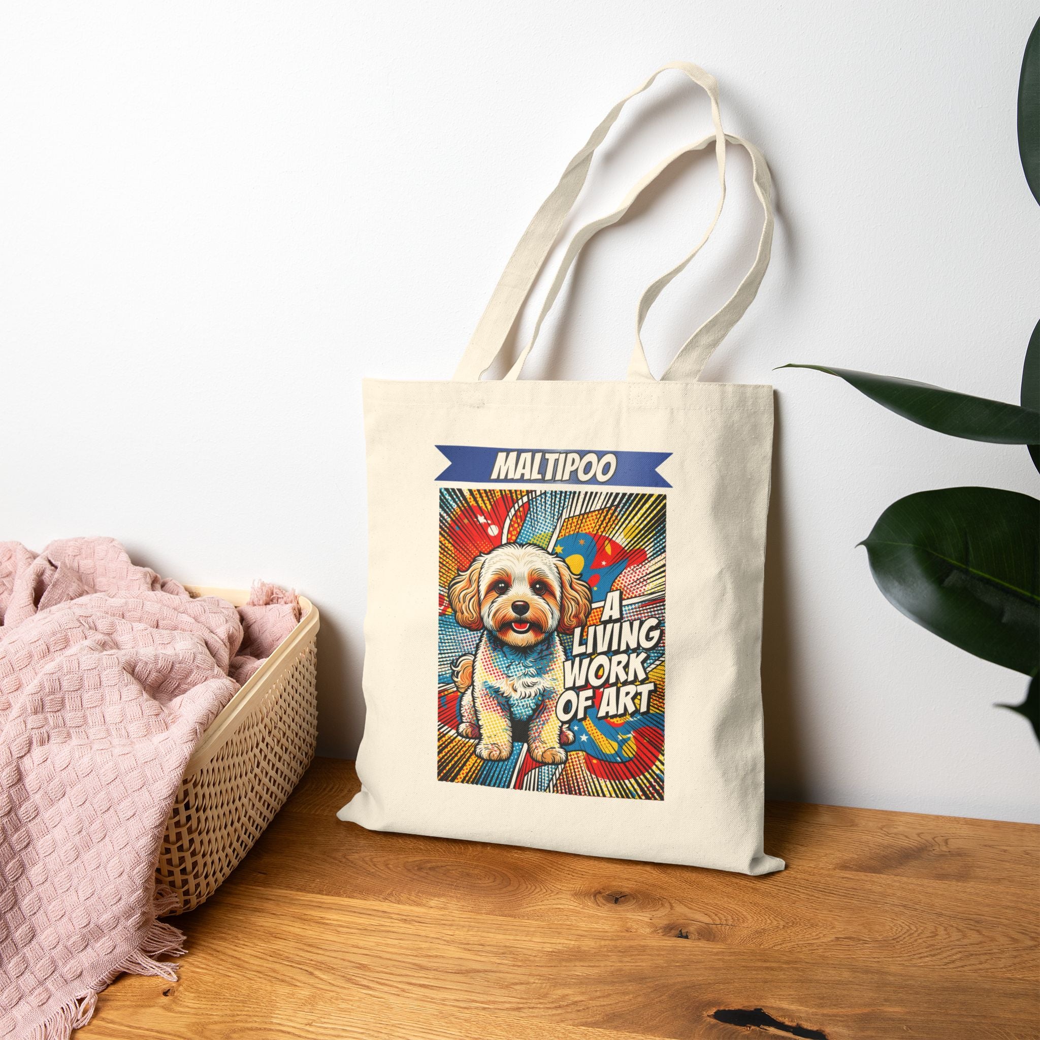Maltipoo Tote Bag | Living Work of Art Collection | Pop Art