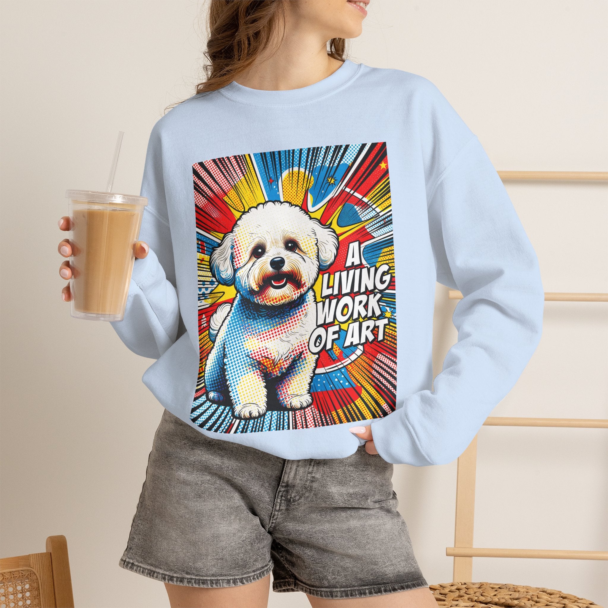 Bichon Frise Sweatshirt | Living Work of Art Collection | Pop Art