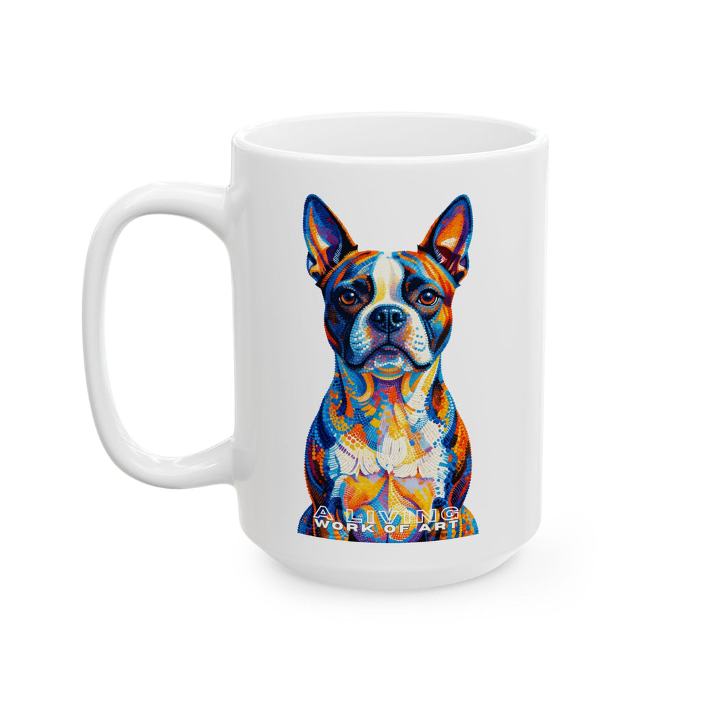 Boston Terrier Coffee Mug | Living Work of Art Collection | Pointillism Style