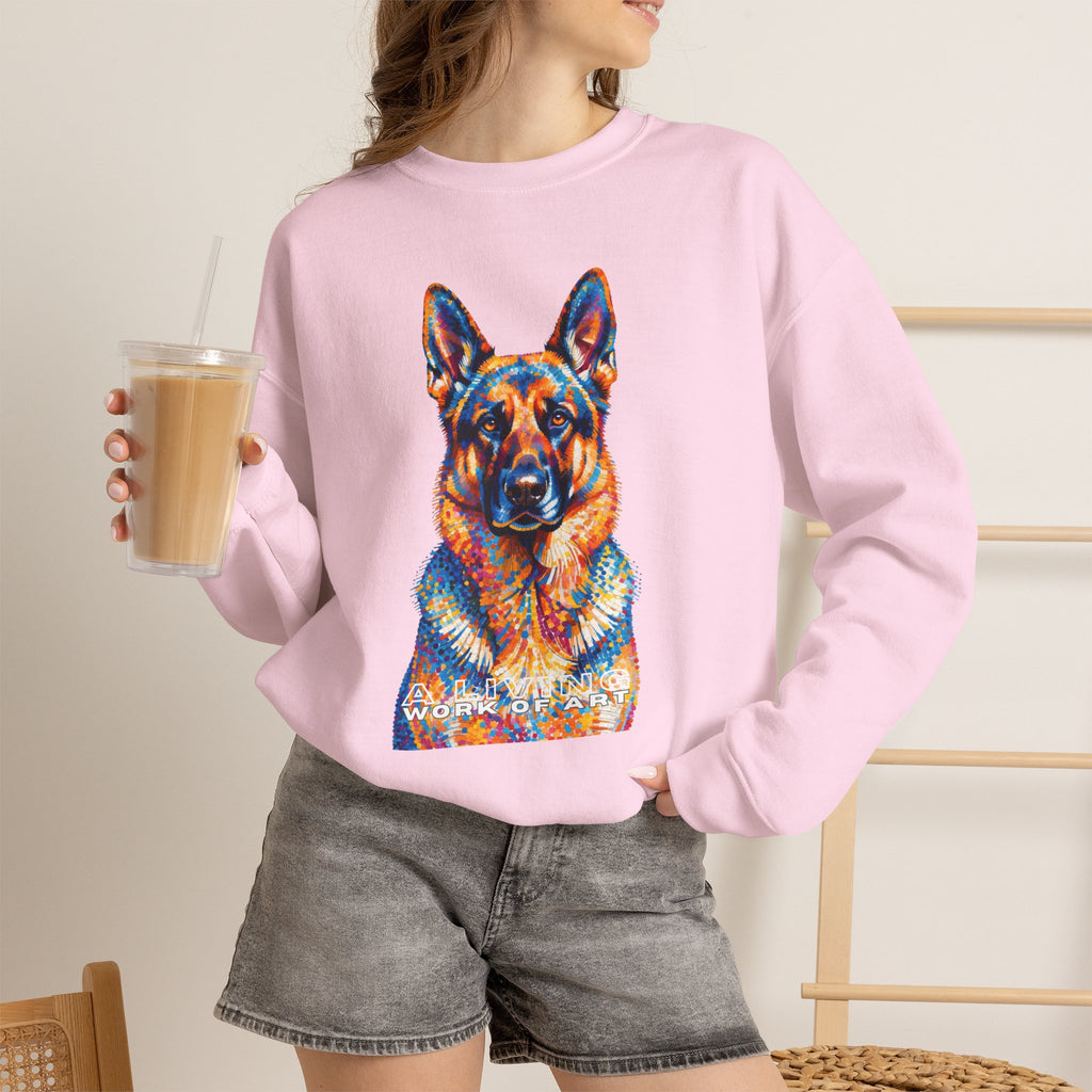German Shepherd Sweatshirt | Living Work of Art Collection | Pointillism Style