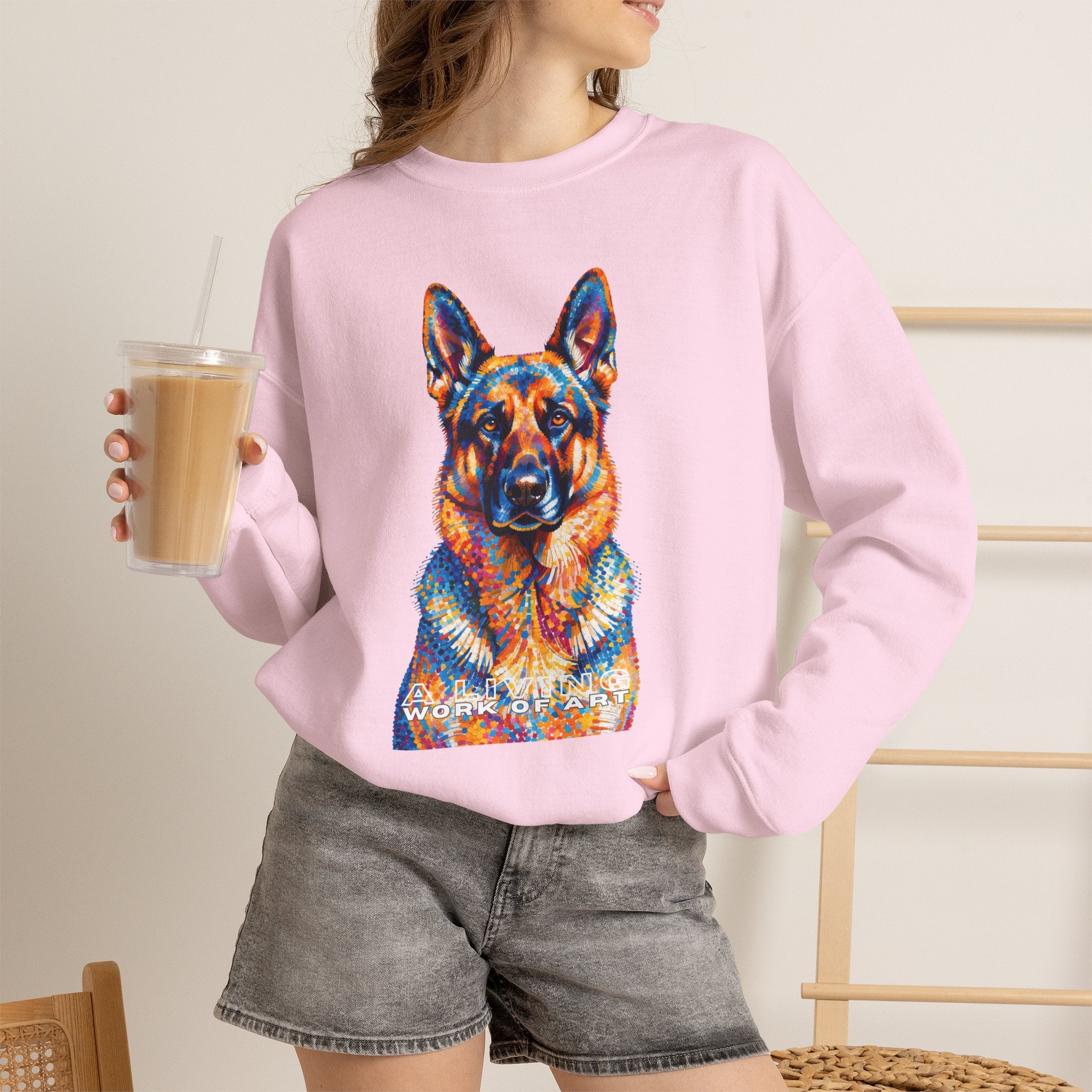 German Shepherd Sweatshirt | Living Work of Art Collection | Pointillism Style