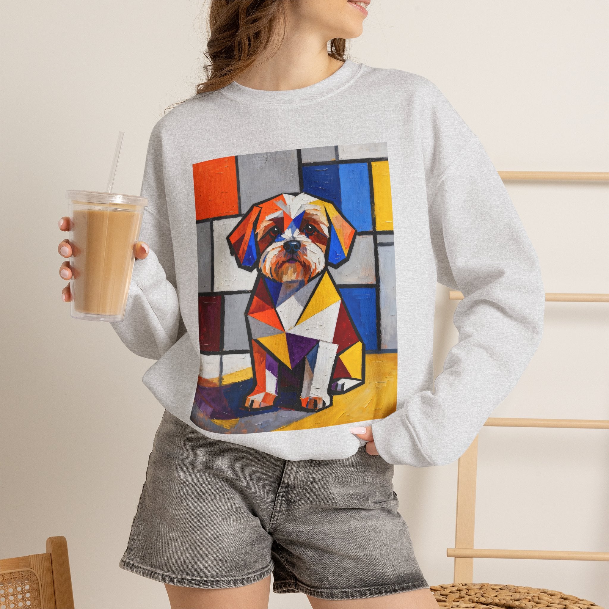 Shih-Poo Sweatshirt | Living Work of Art Collection | Cubist Style
