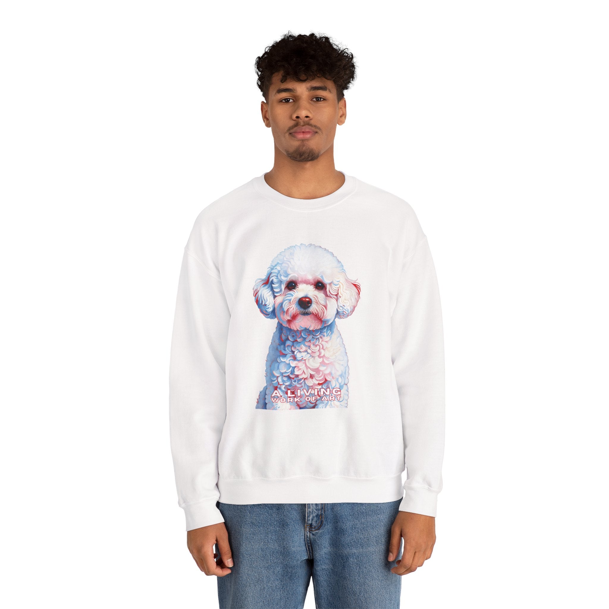 Bichon Frise Sweatshirt | Living Work of Art Collection | Pointillism Style
