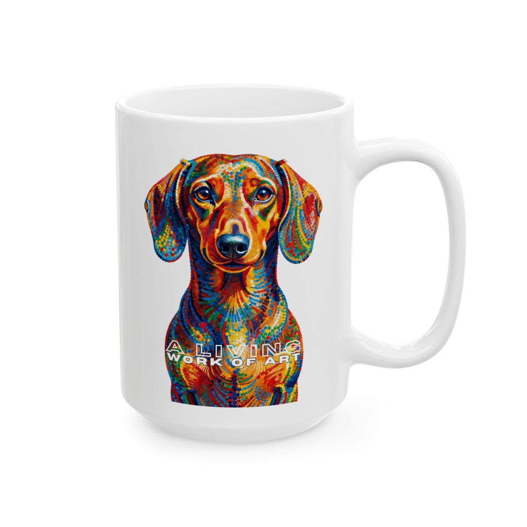 Dachshund Coffee Mug | Living Work of Art Collection | Pointillism Style