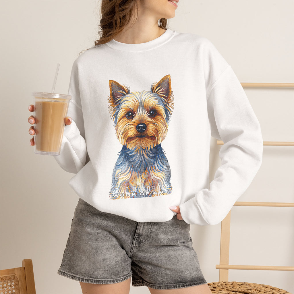 Yorkshire Terrier Sweatshirt | Living Work of Art Collection | Pointillism Style