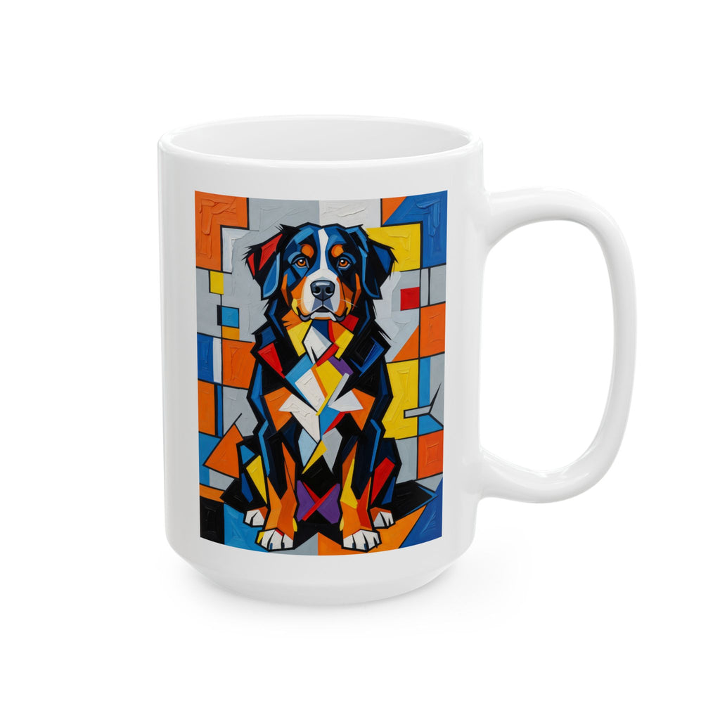 Bernese Mountain Dog Coffee Mug | Living Work of Art Collection | Cubist Style