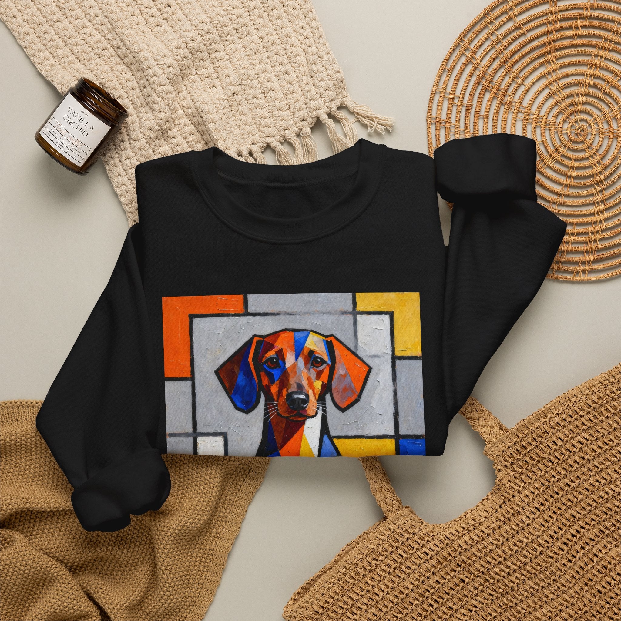 Dachshund Sweatshirt | Living Work of Art Collection | Cubist Style