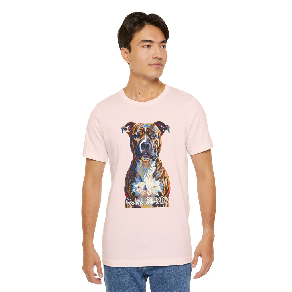 Staffordshire Bull Terrier T Shirt | Living Work of Art Collection | Pointillism Style