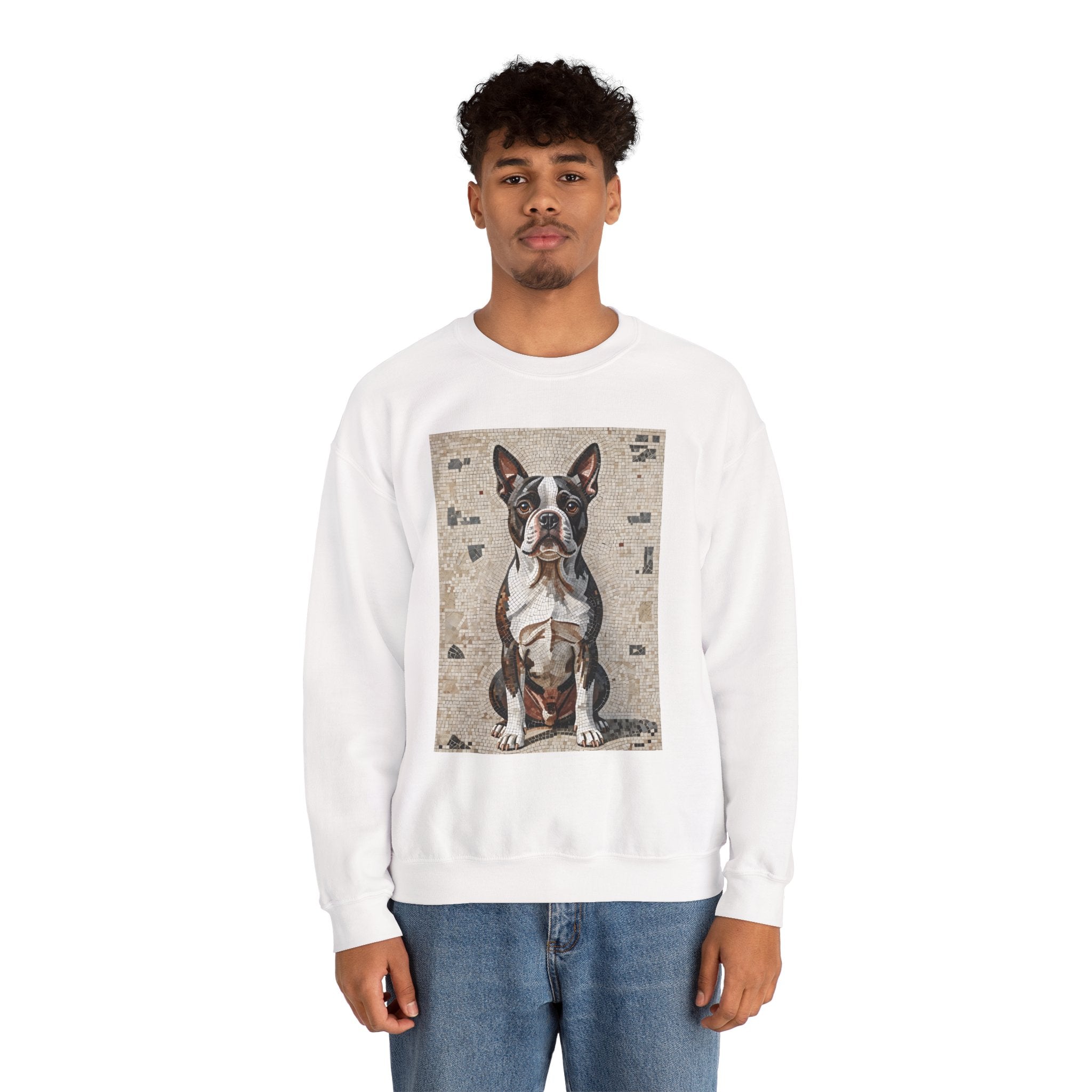 Boston Terrier Sweatshirt | Living Work of Art Collection | Mosaic Style