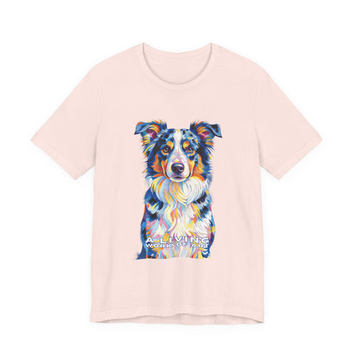 Australian Shepherd T Shirt | Living Work of Art Collection | Pointillism Style