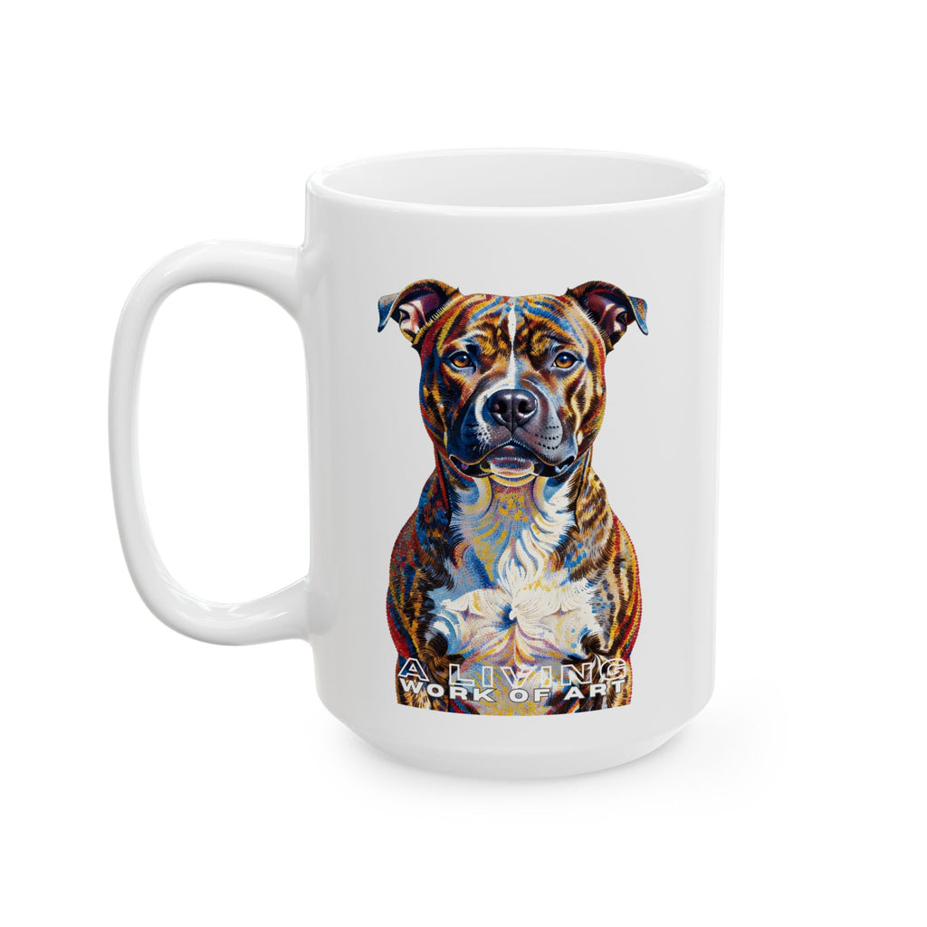 Staffordshire Bull Terrier Coffee Mug | Living Work of Art Collection | Pointillism Style