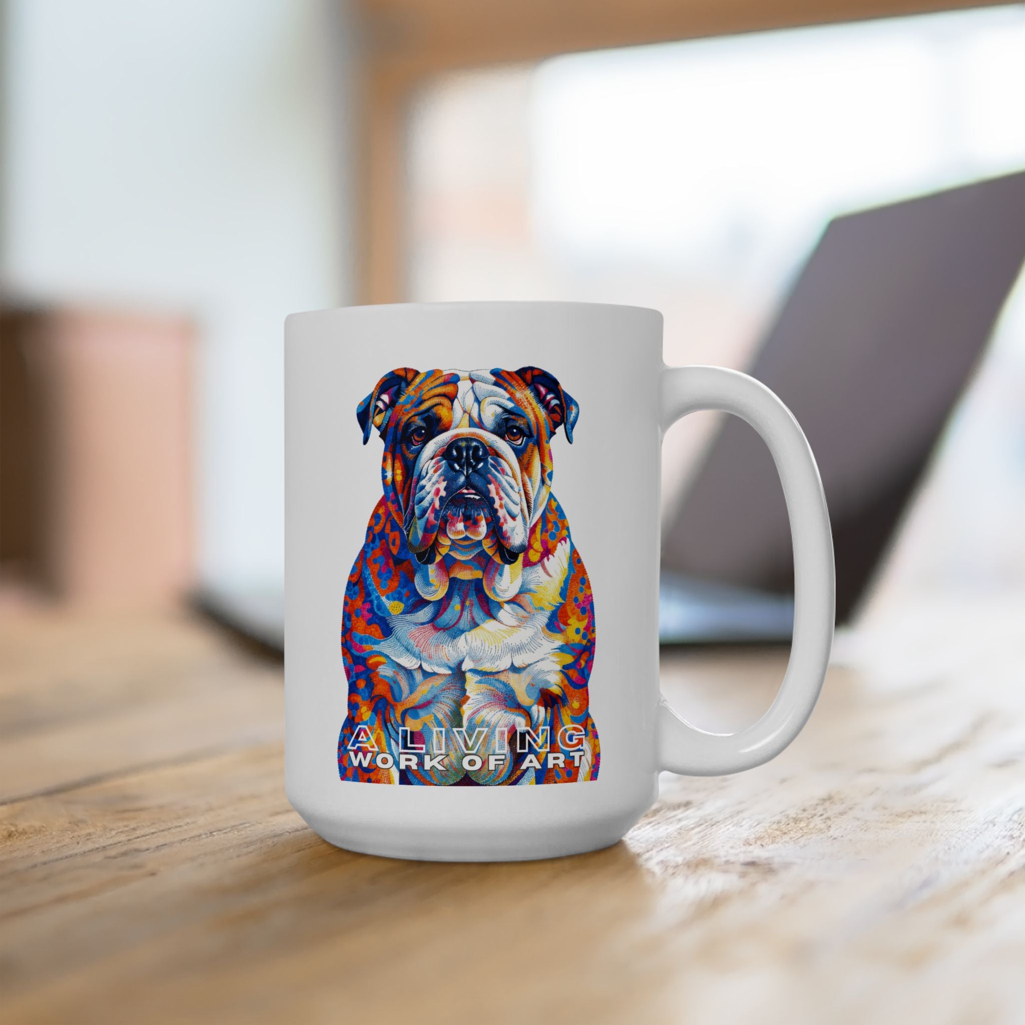Bulldog Coffee Mug | Living Work of Art Collection | Pointillism Style