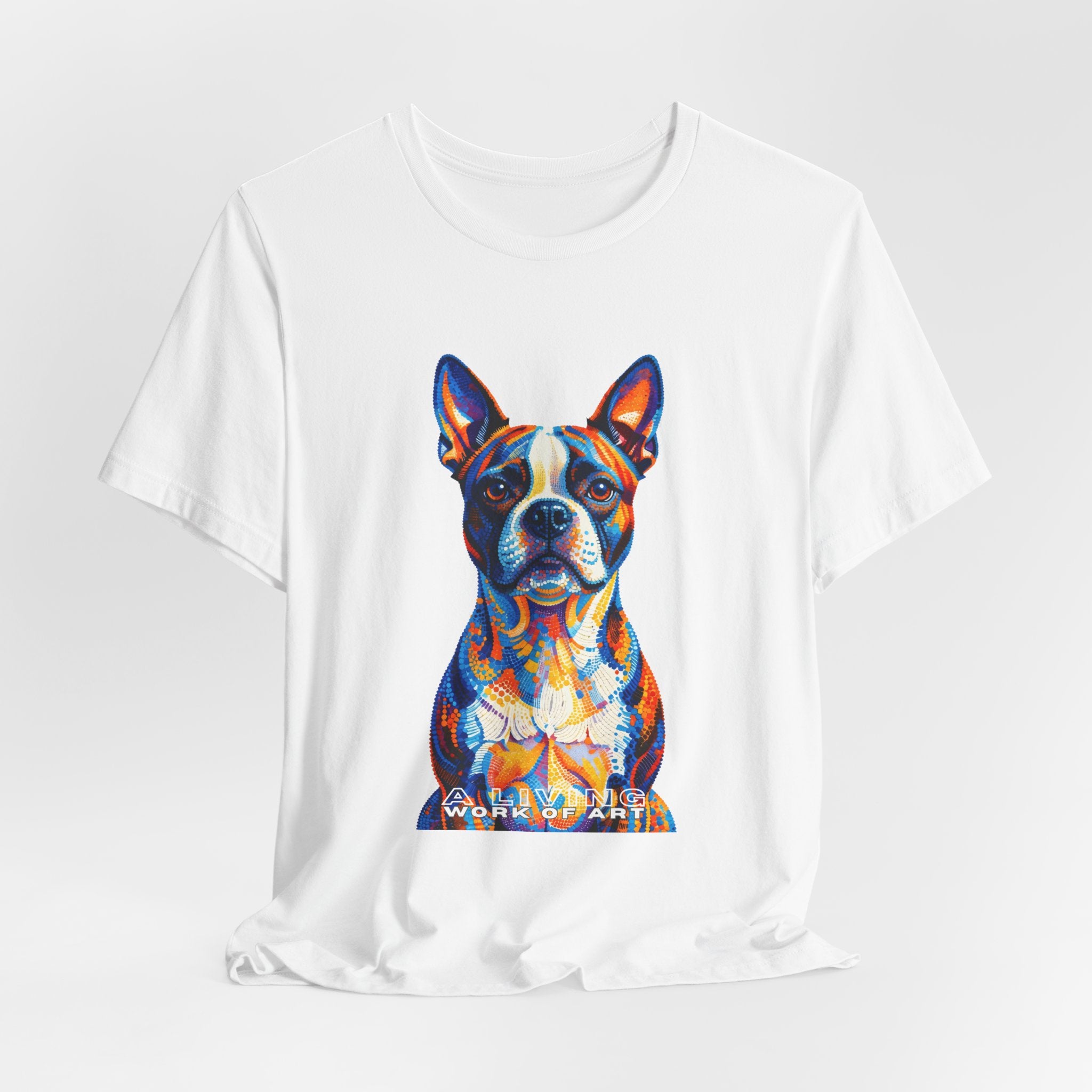 Boston Terrier T Shirt | Living Work of Art Collection | Pointillism Style