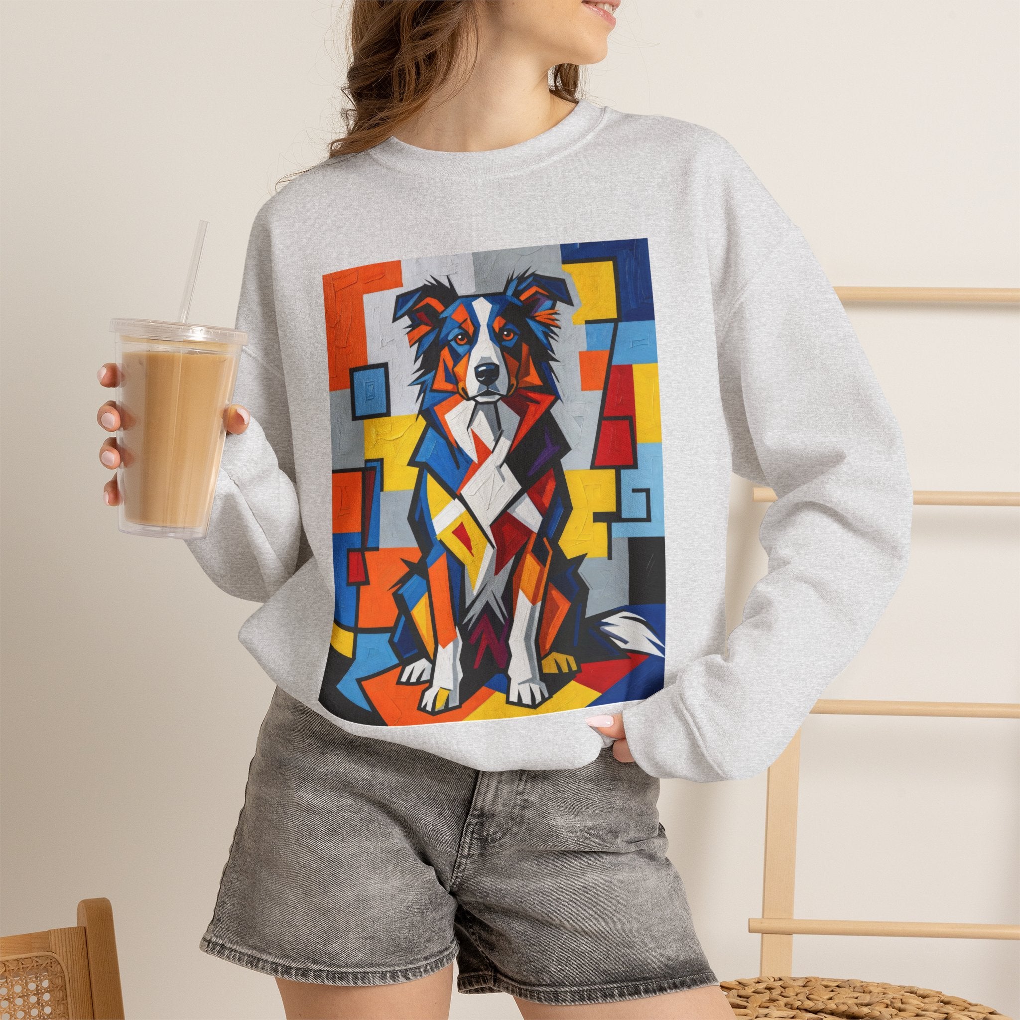 Border Collie Sweatshirt | Living Work of Art Collection | Cubist Style