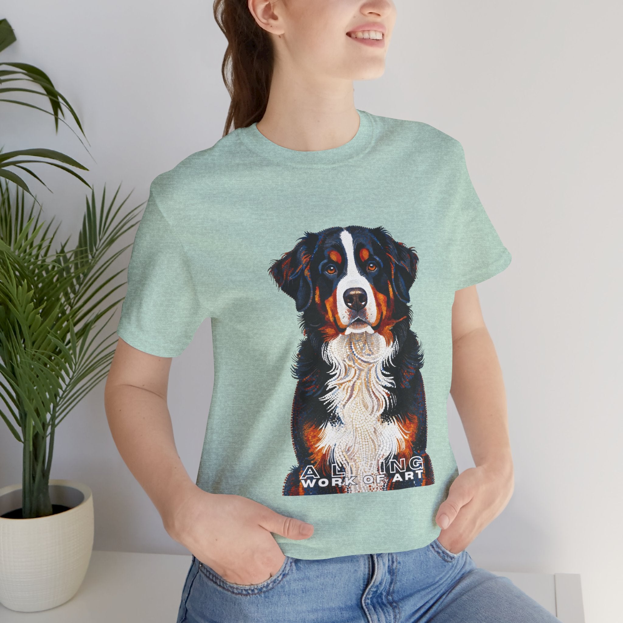 Bernese Mountain Dog T Shirt | Living Work of Art Collection | Pointillism Style