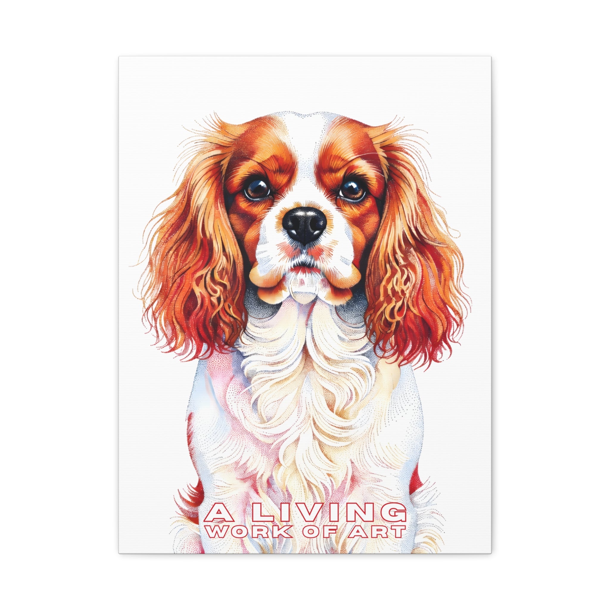 Cavalier King Charles Spaniel Canvas Wall Art | Living Work of Art Collection | Pointillism Style Print